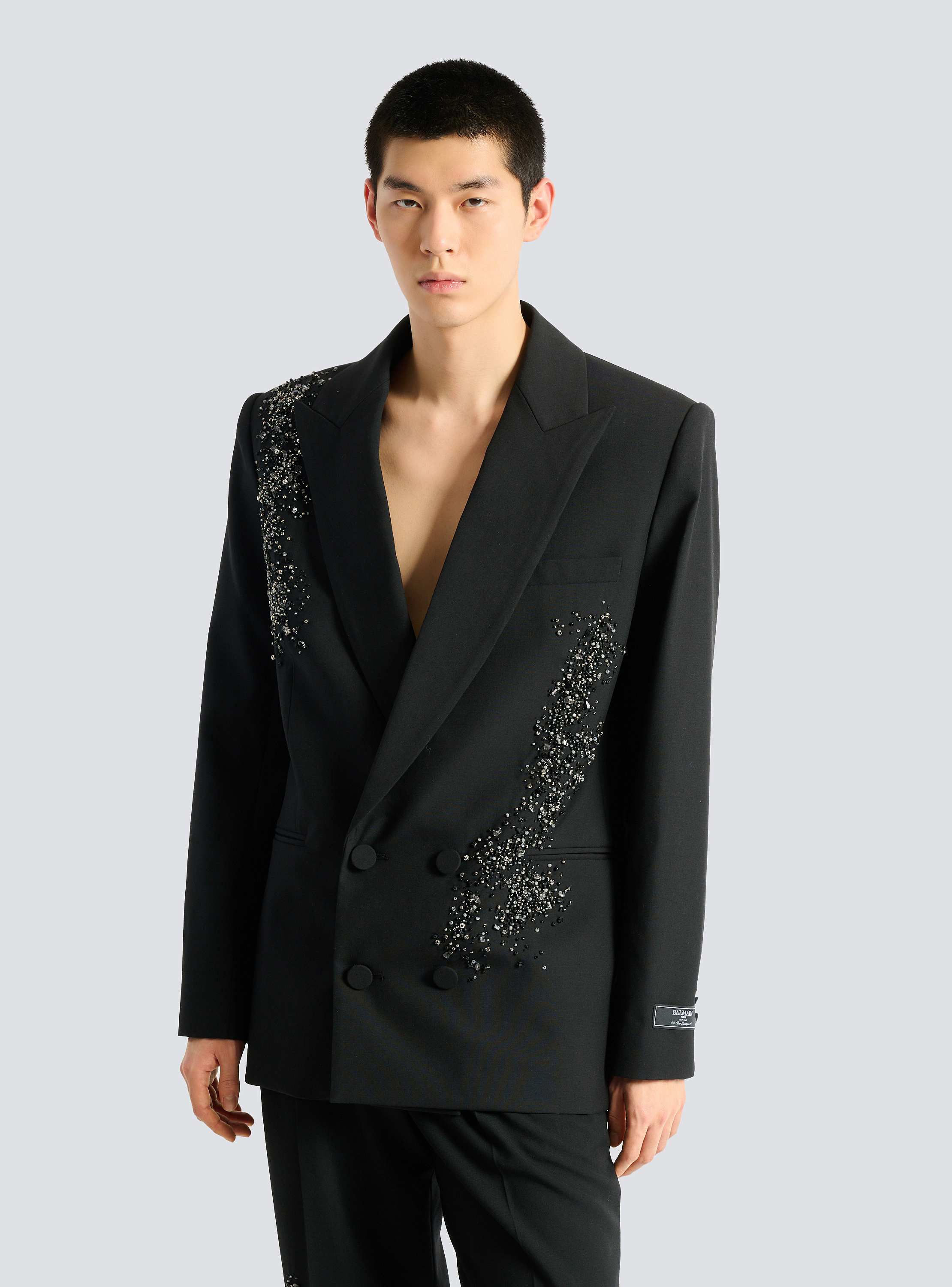 Wool blazer with Sand Effect Amethyst embroidery