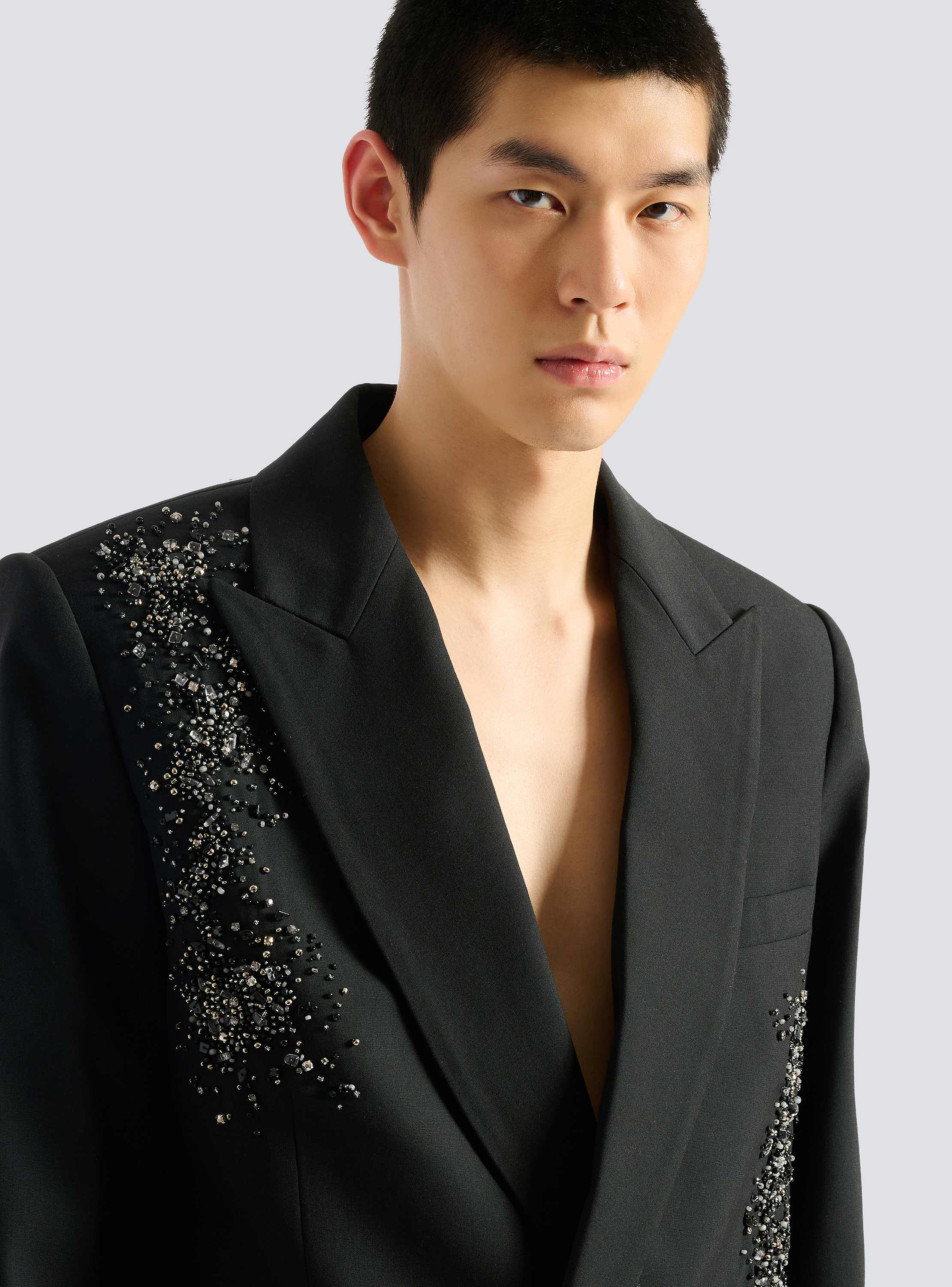 Wool blazer with Sand Effect Amethyst embroidery