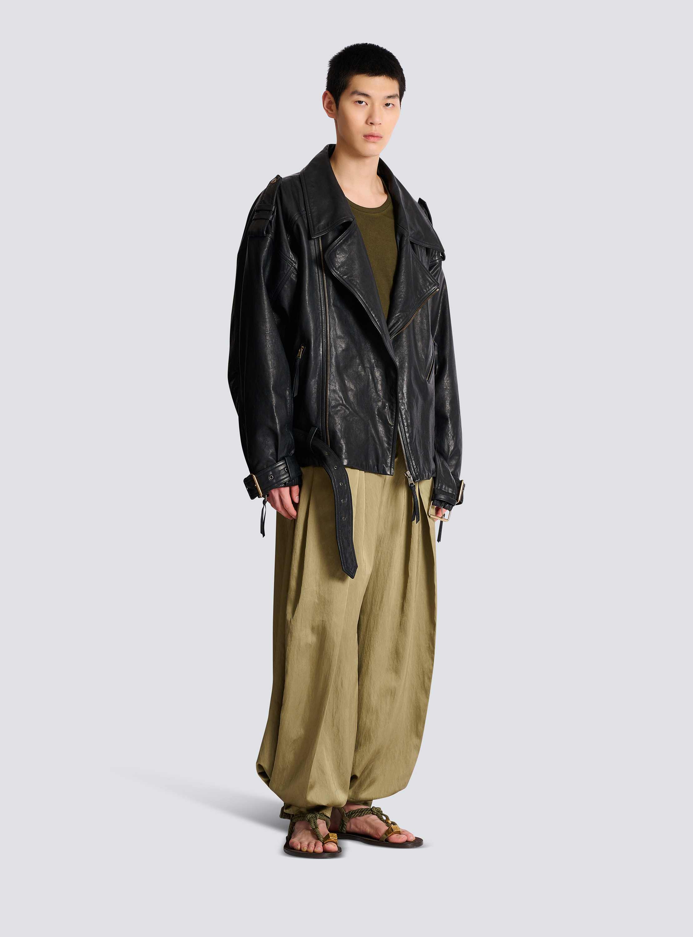 Lambskin leather biker jacket