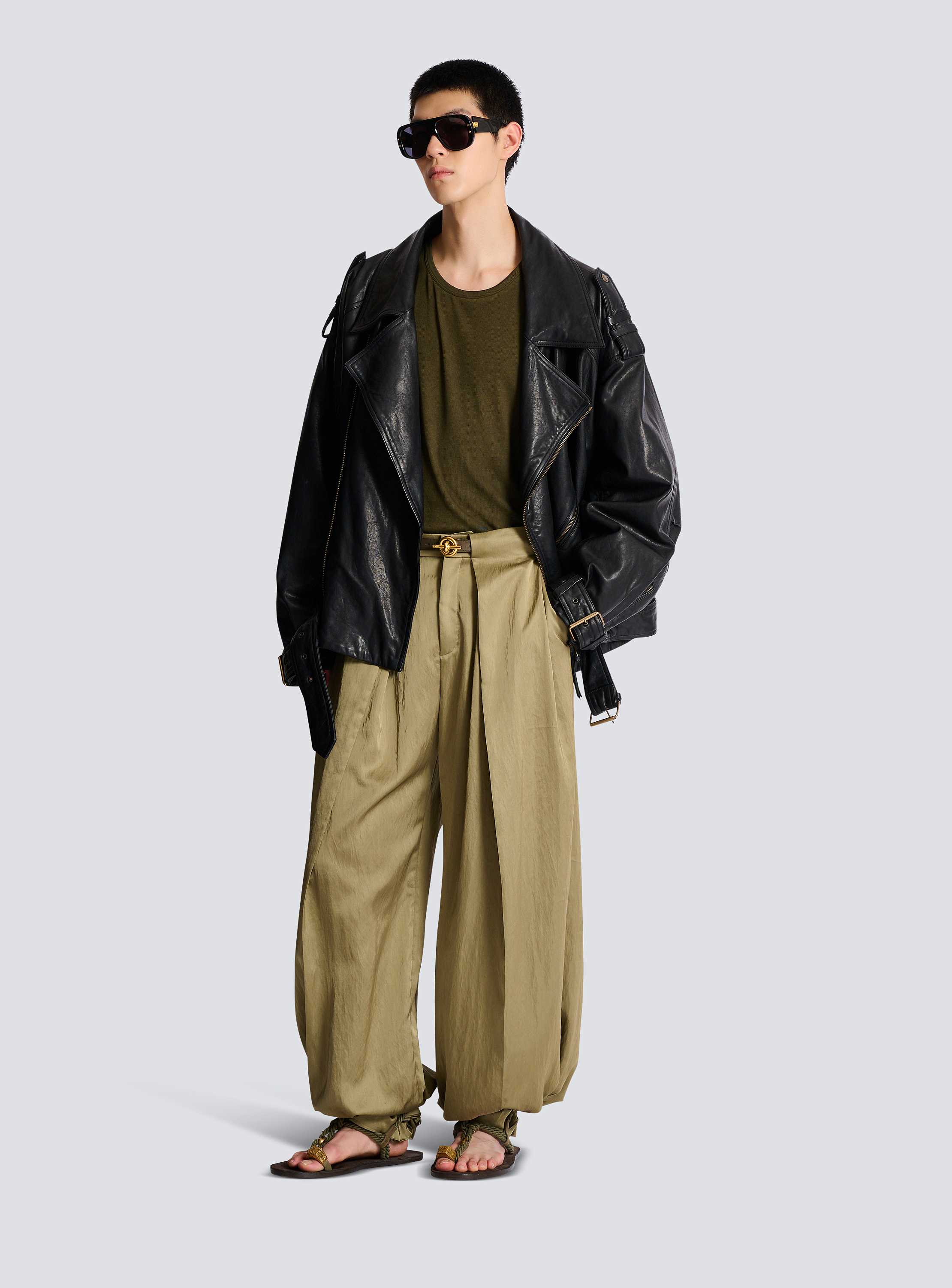 Lambskin leather biker jacket