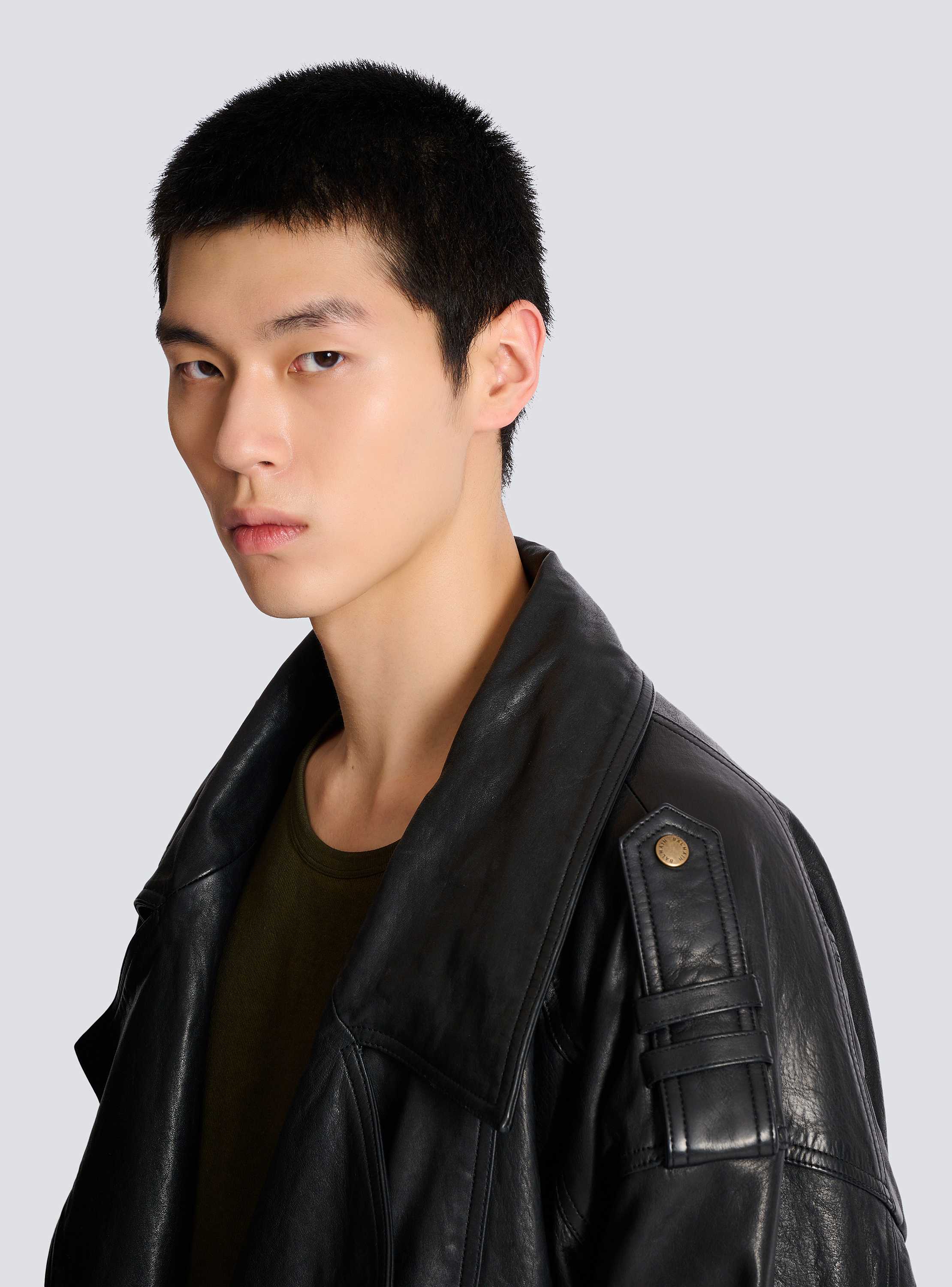 Lambskin leather biker jacket