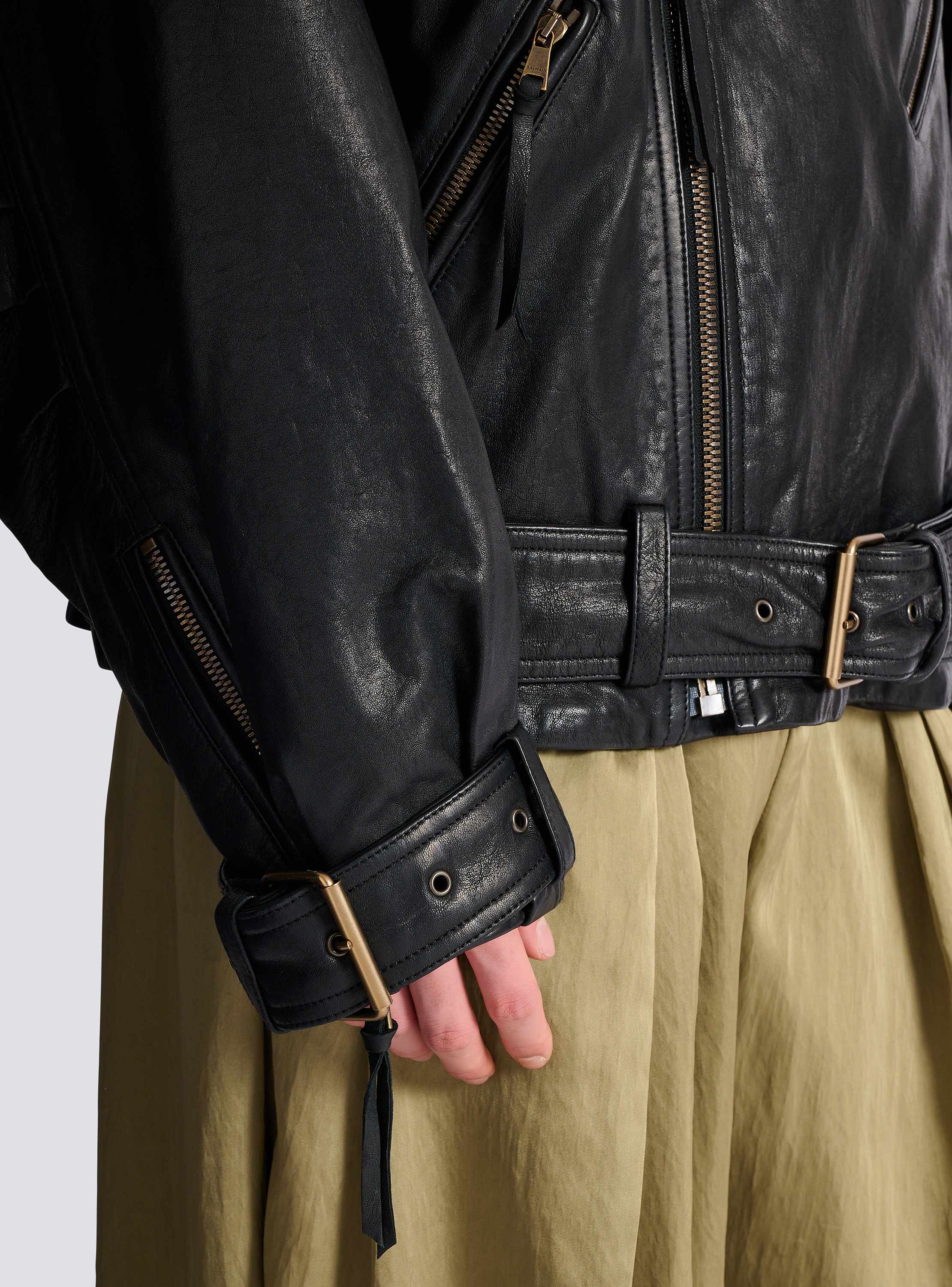 Lambskin leather biker jacket
