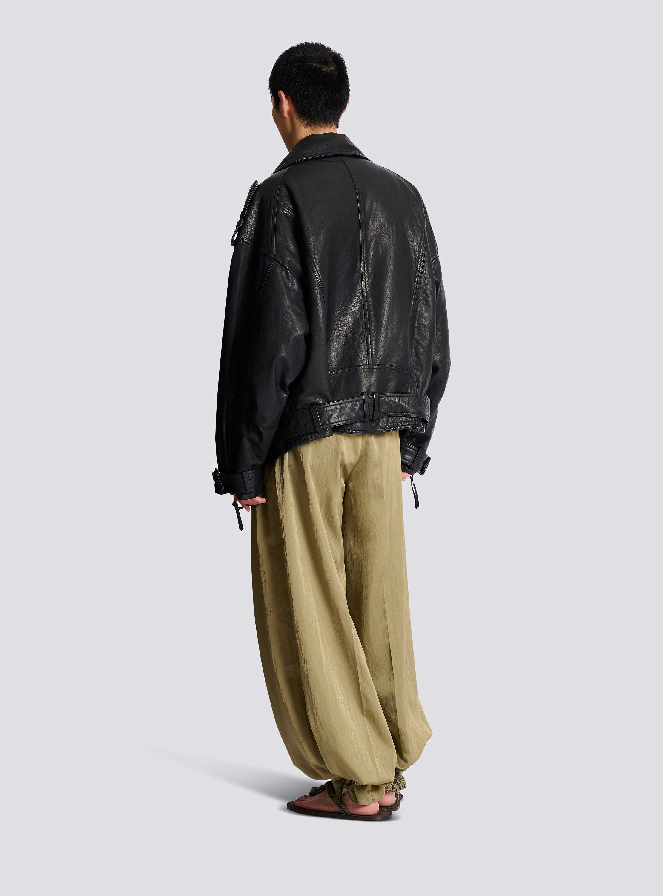 Lambskin leather biker jacket