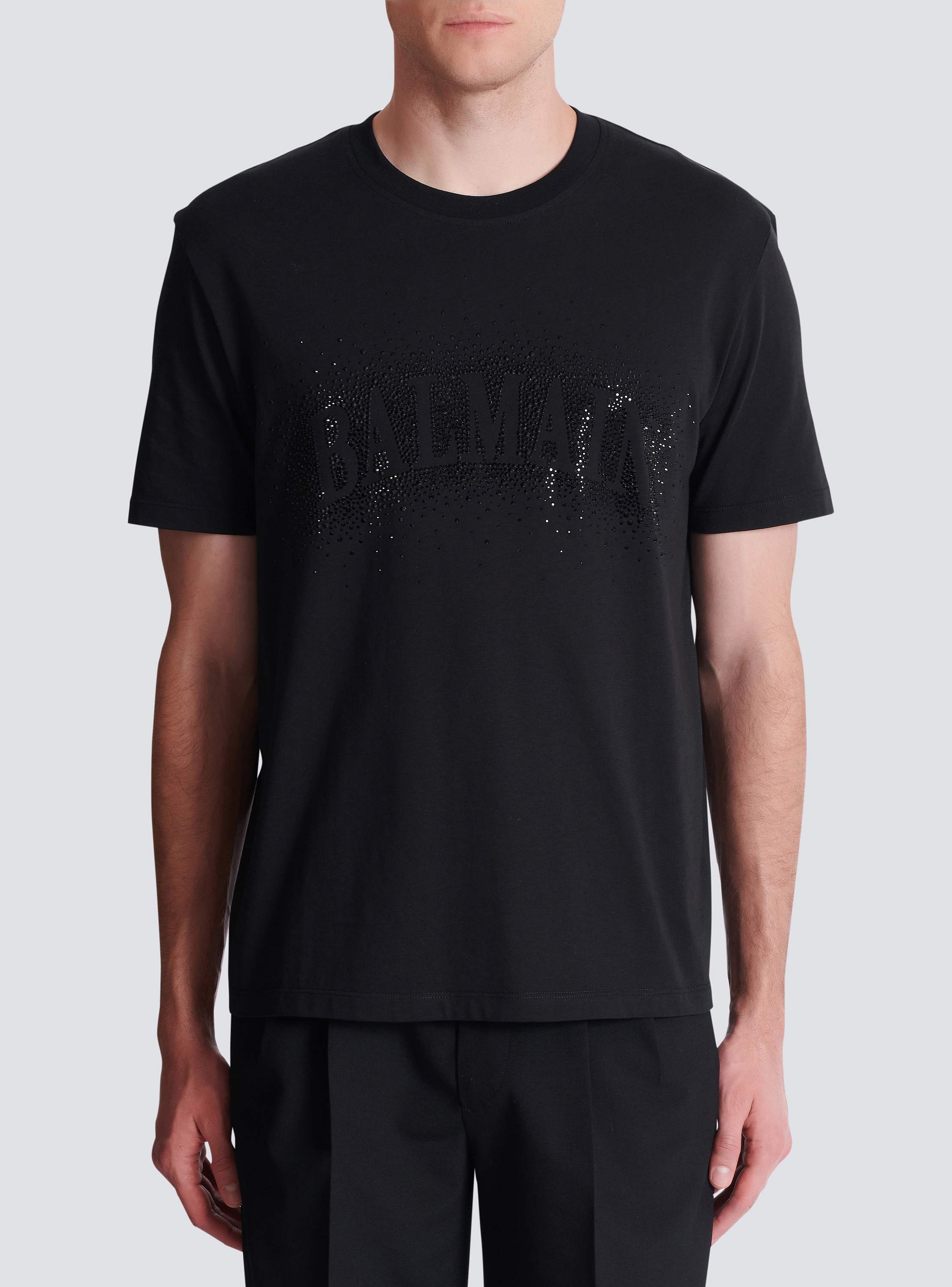 T-shirt with embroidered crystal spray effect