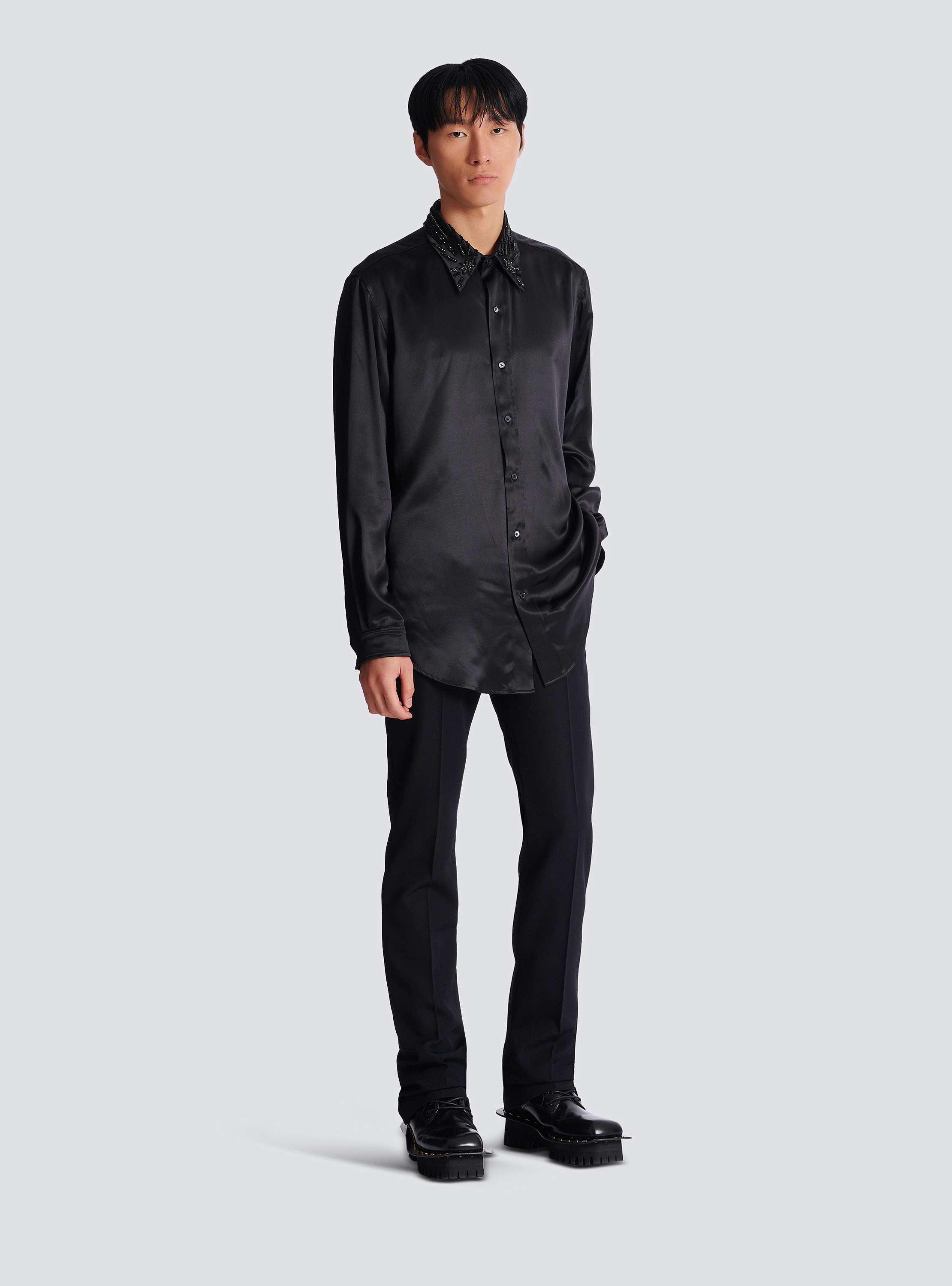 Silk shirt with crystals