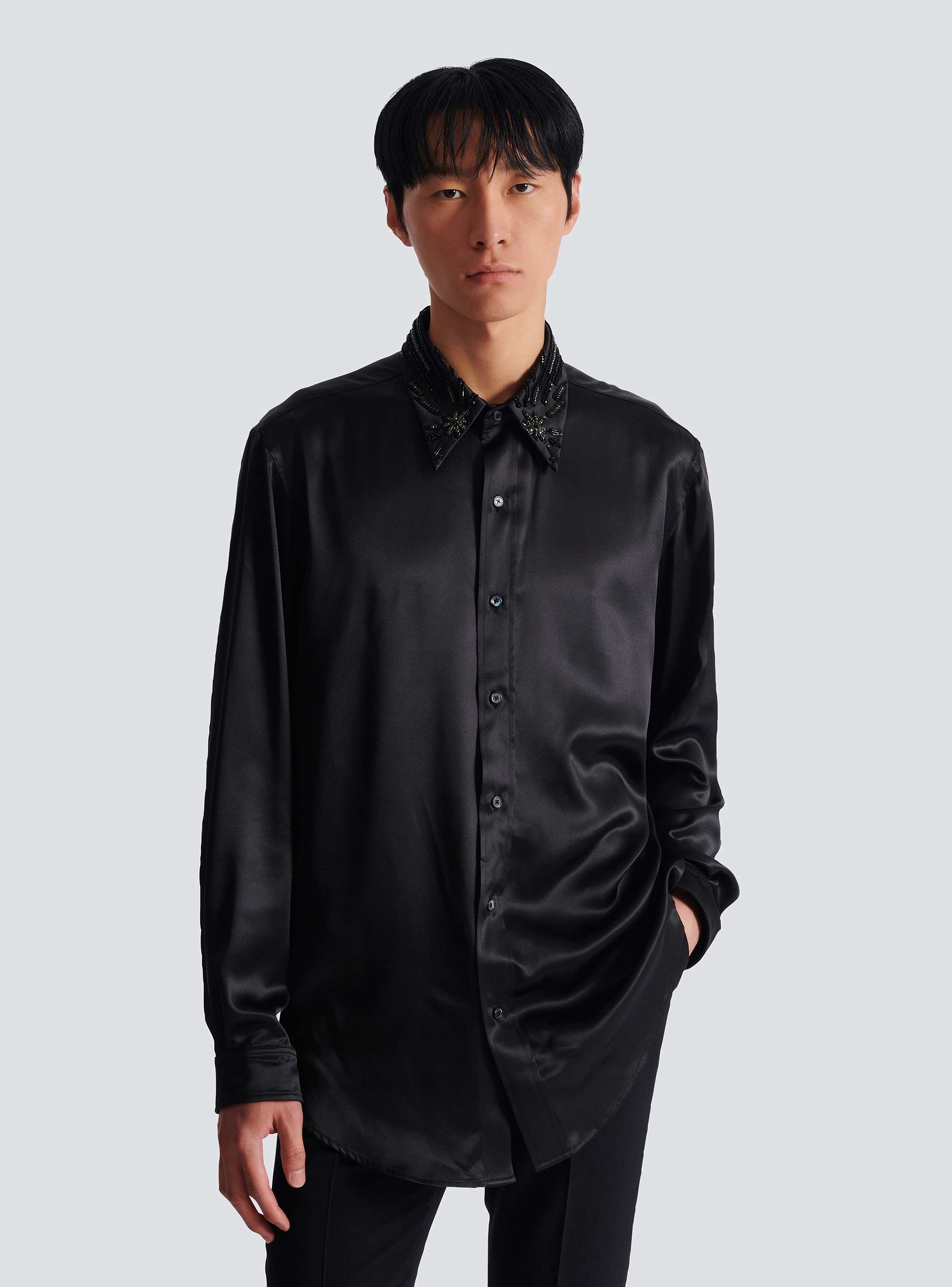 Silk shirt with crystals