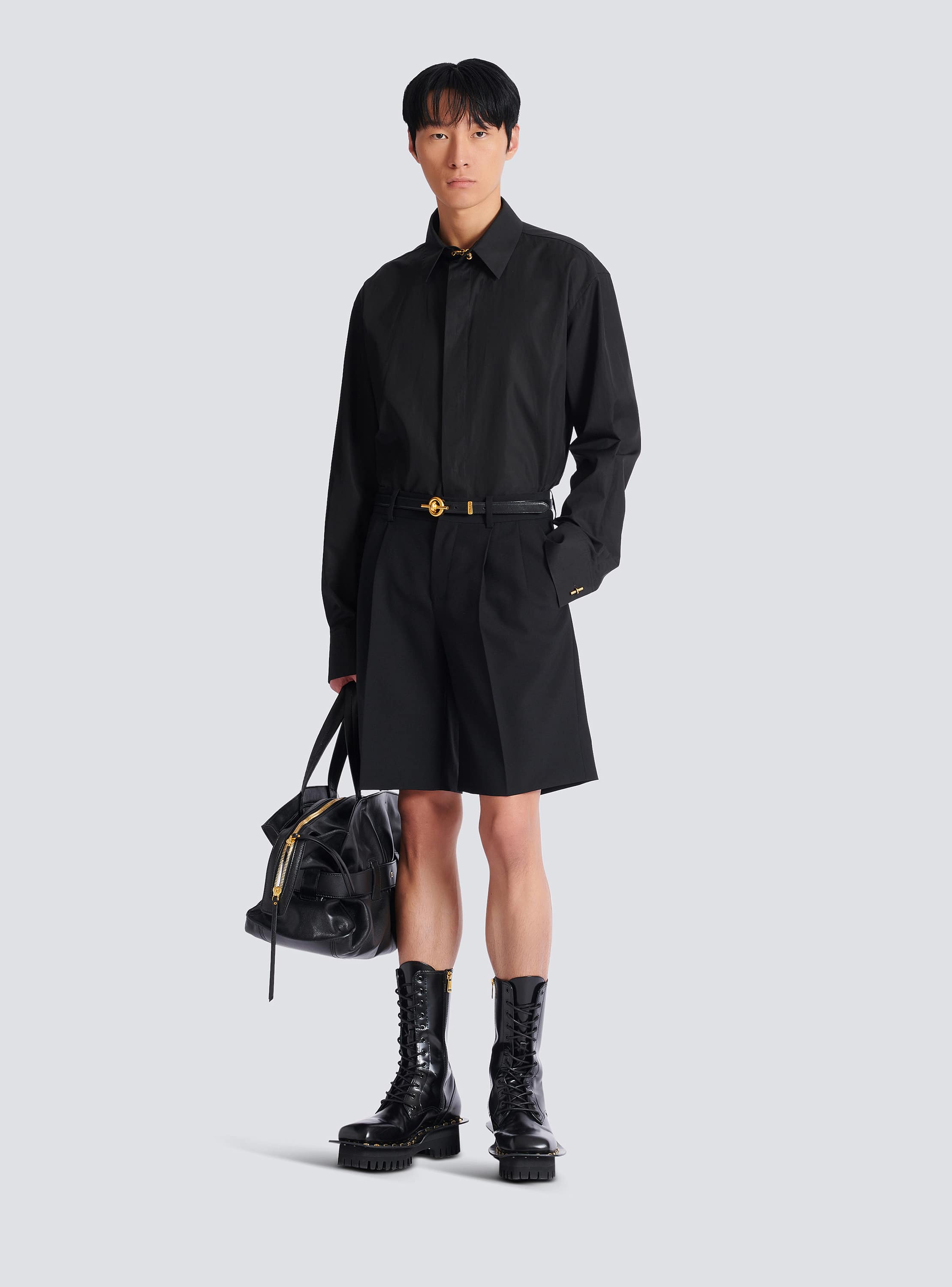 Asymmetric poplin shirt