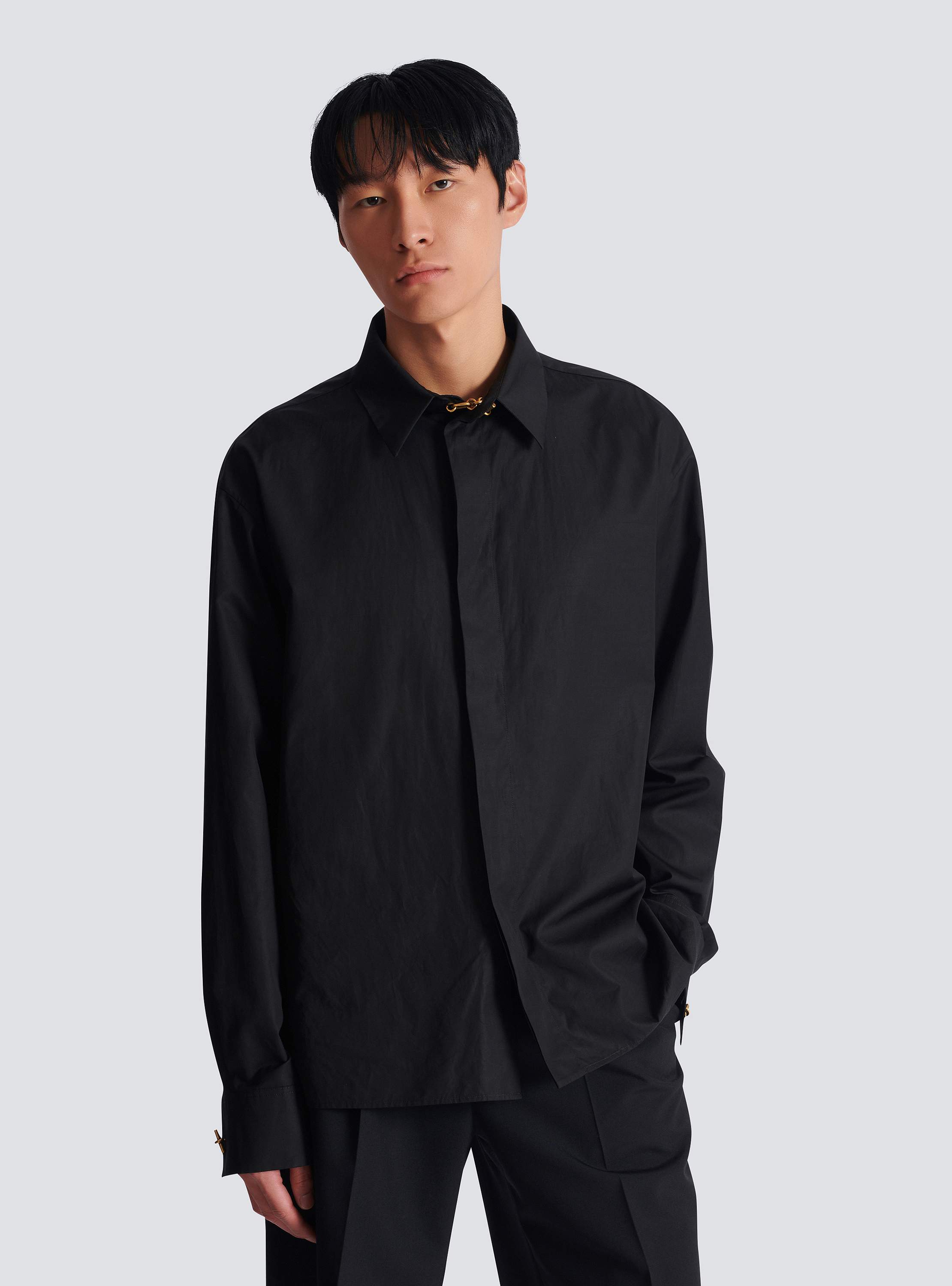 Asymmetric poplin shirt