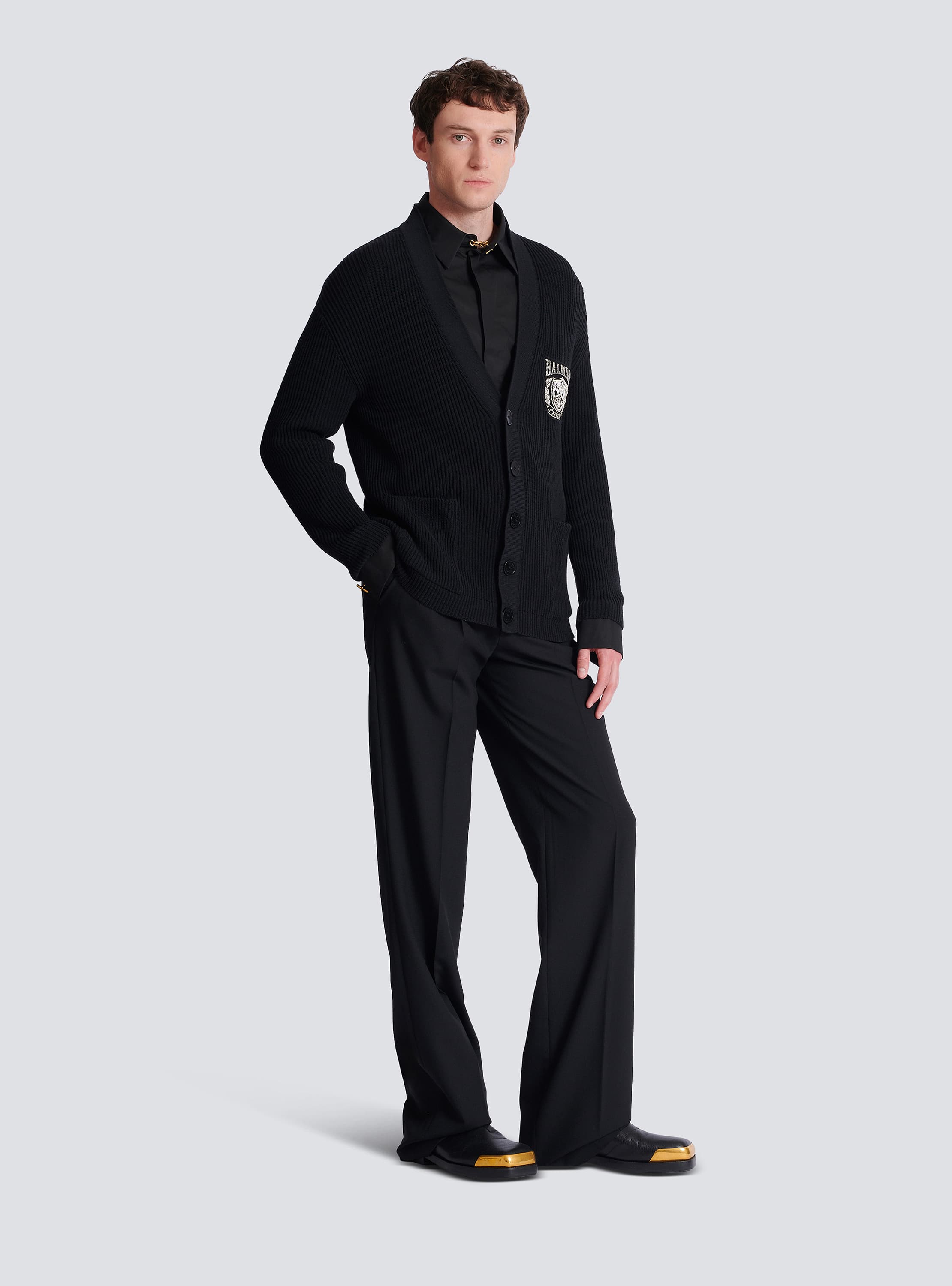 Cotton tube-knit cardigan