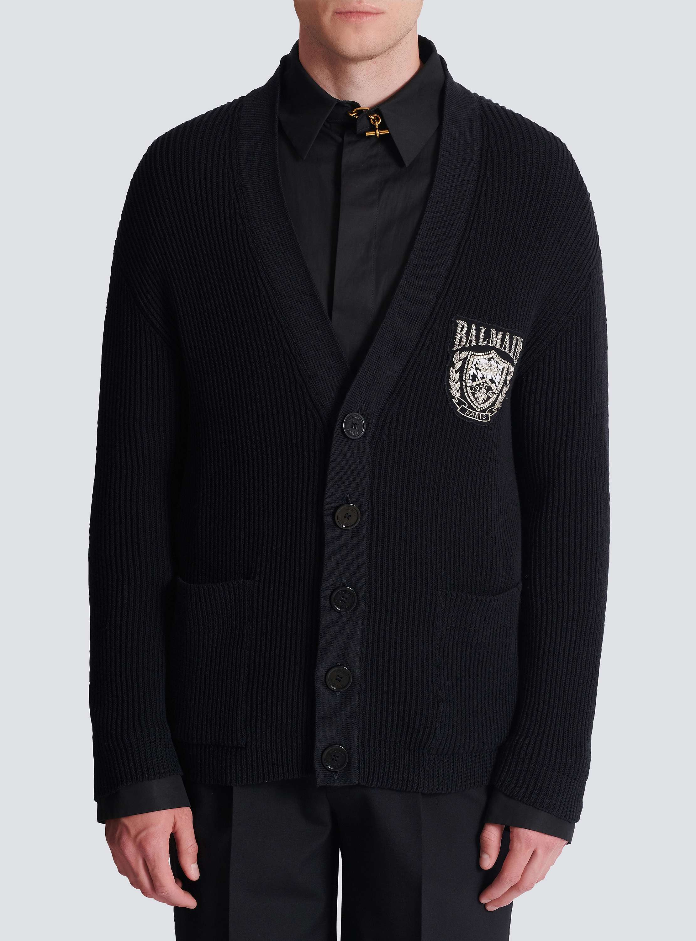 Cotton tube-knit cardigan