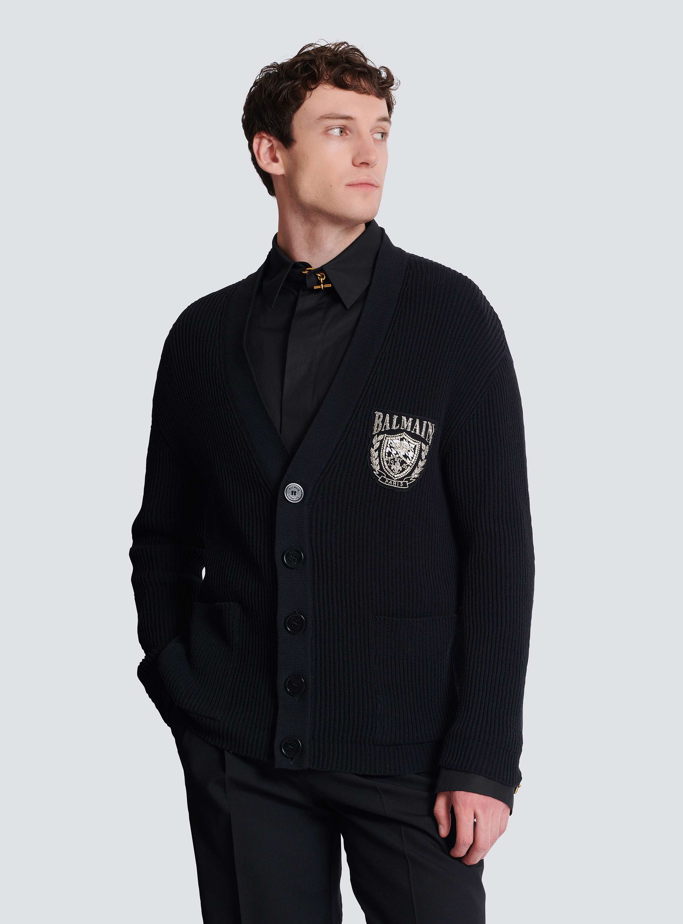 Cotton tube-knit cardigan