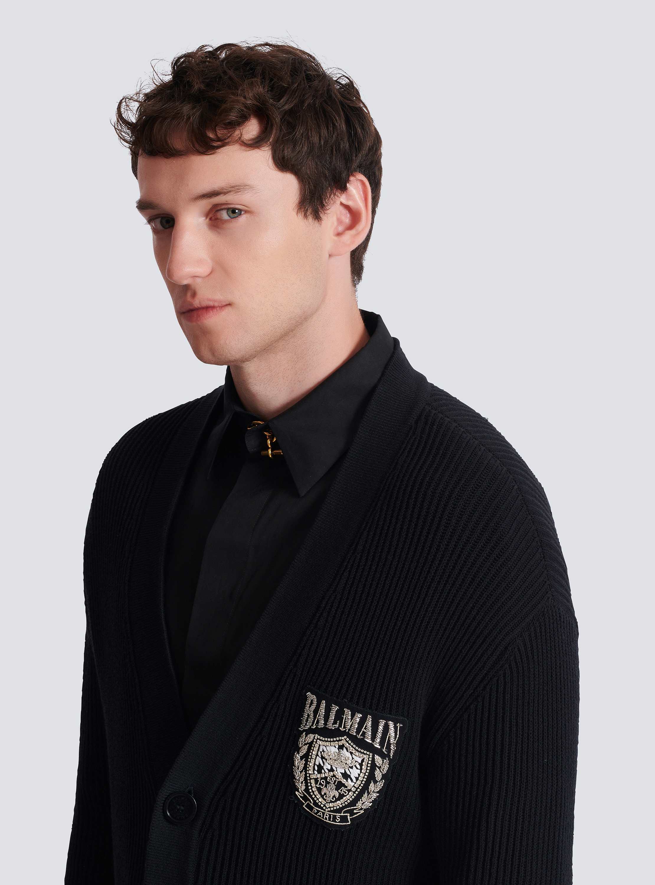 Cotton tube-knit cardigan