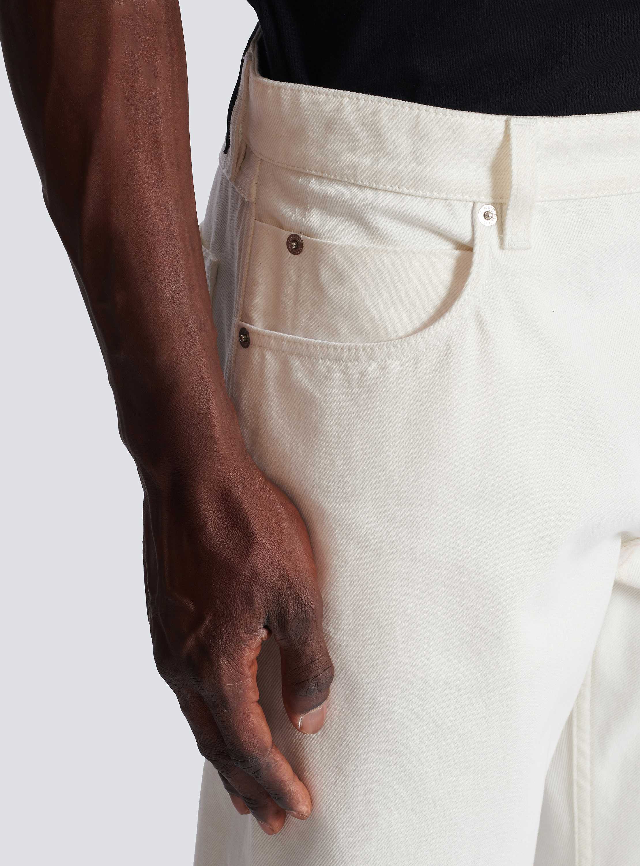 White denim straight-cut jeans