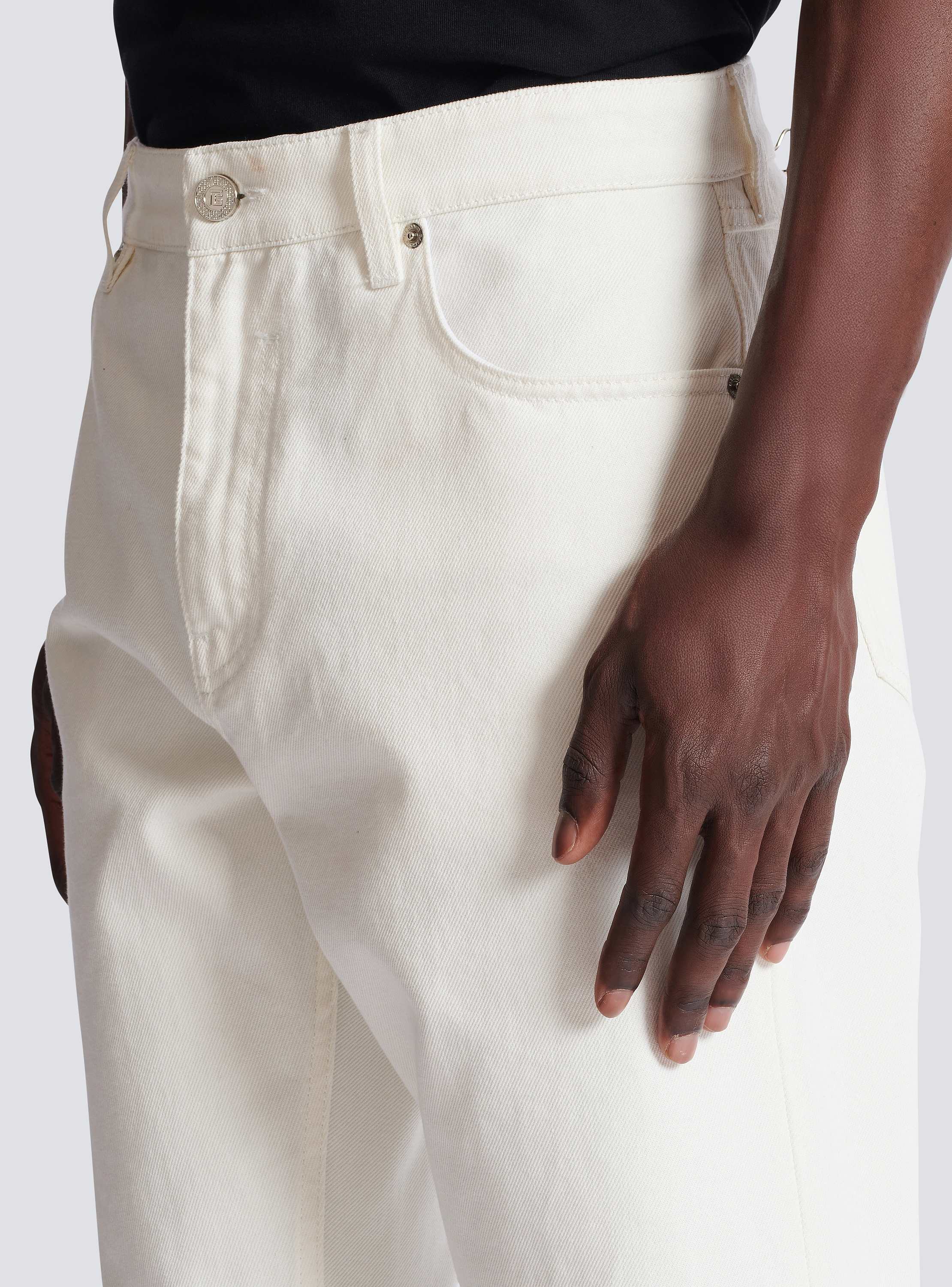 White denim straight-cut jeans