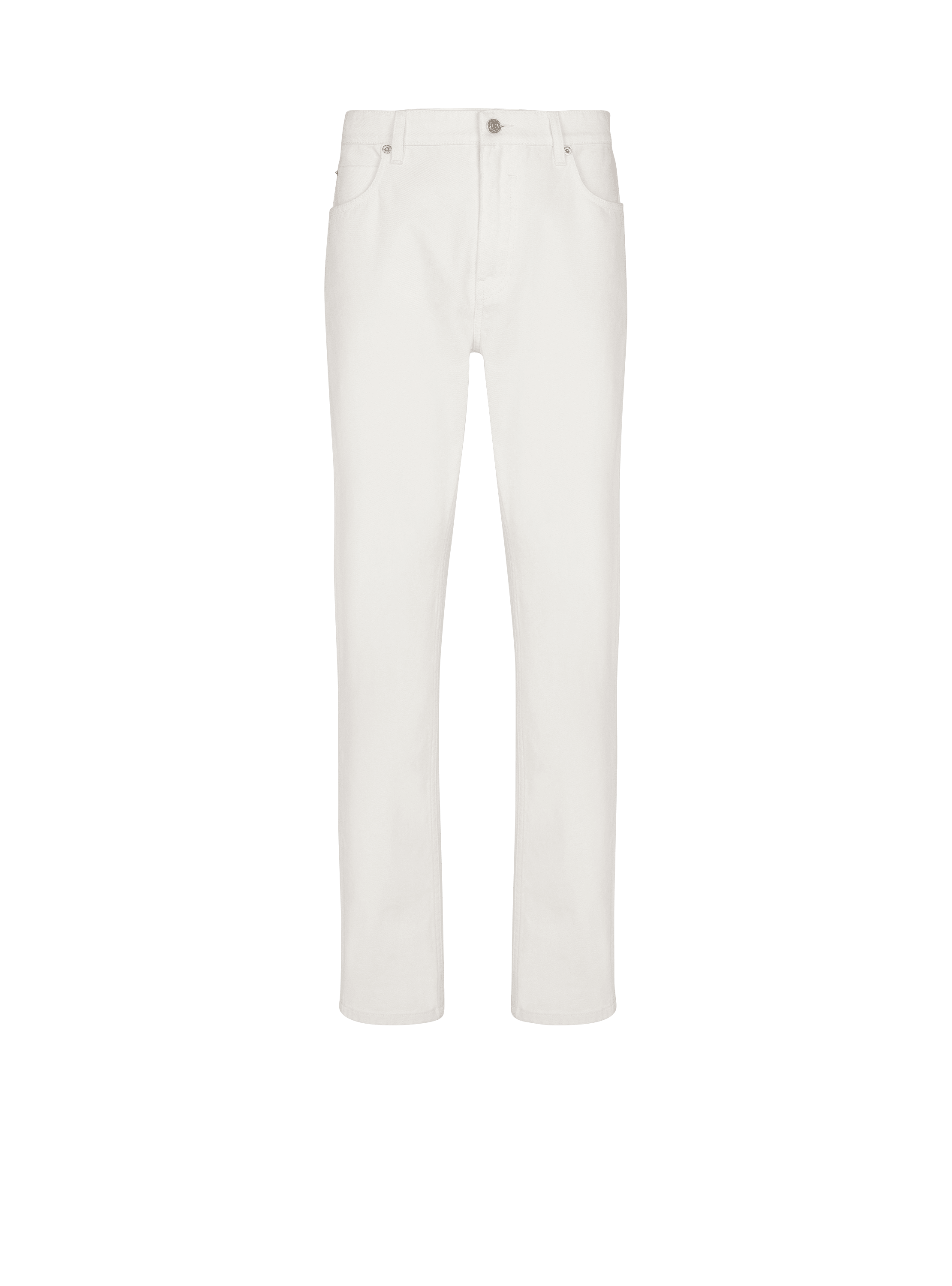 White denim straight-cut jeans