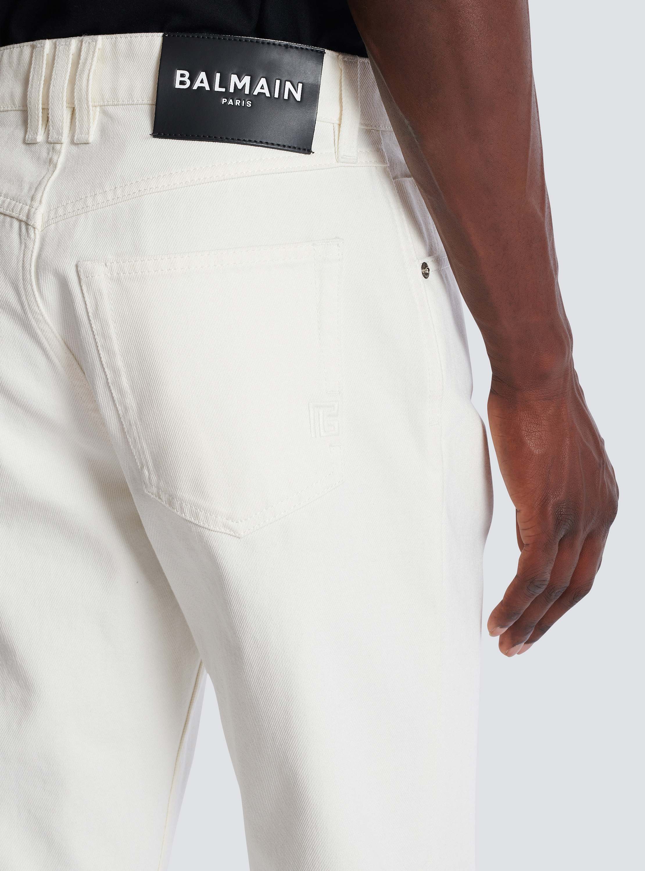 White denim straight-cut jeans