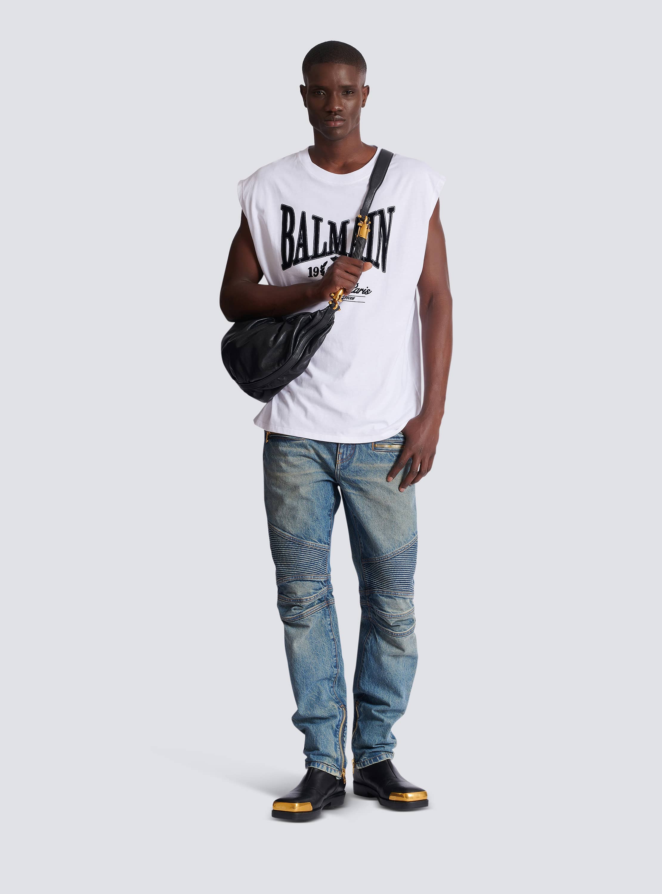 Biker jeans in vintage denim