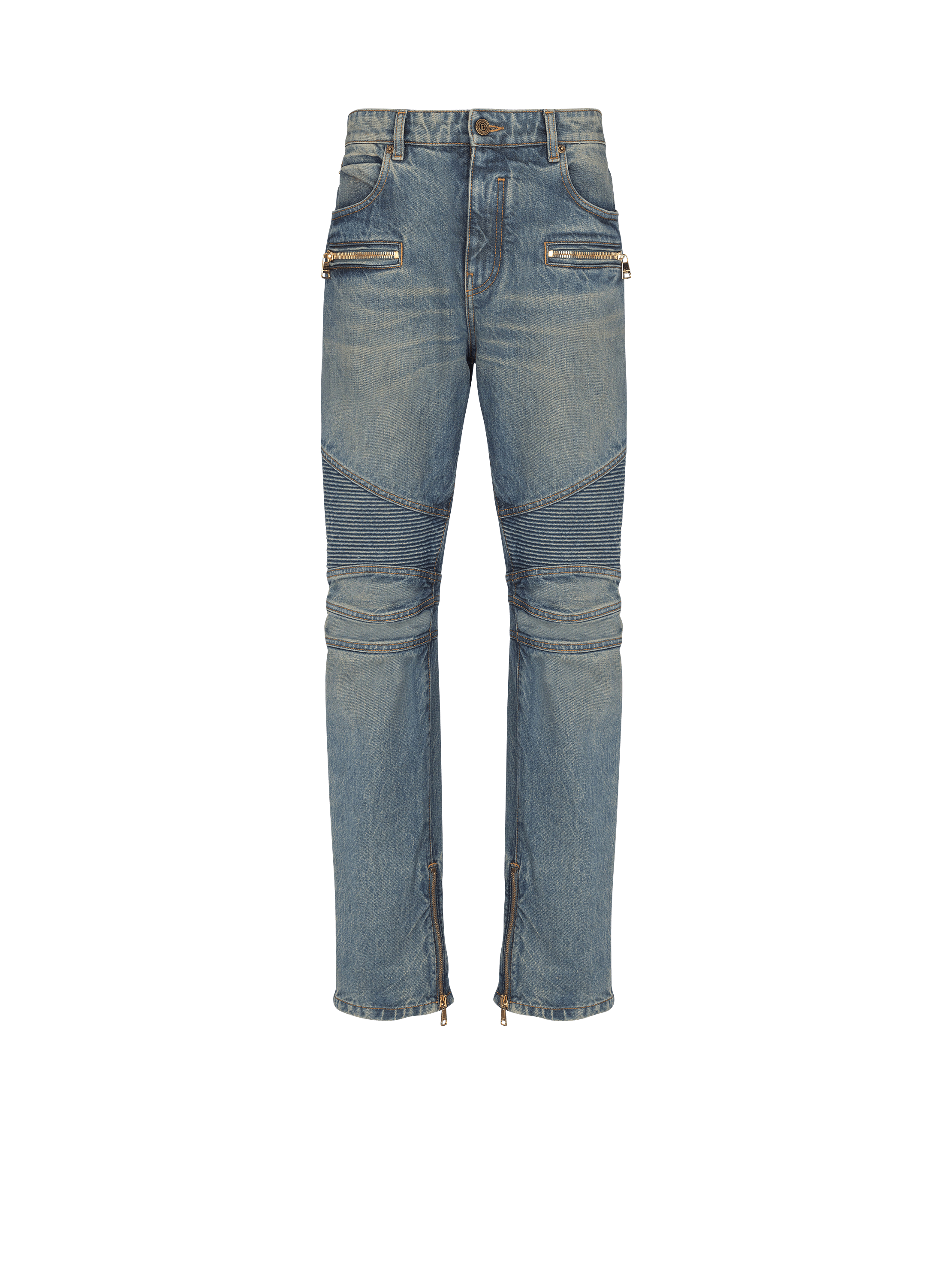 Biker jeans in vintage denim