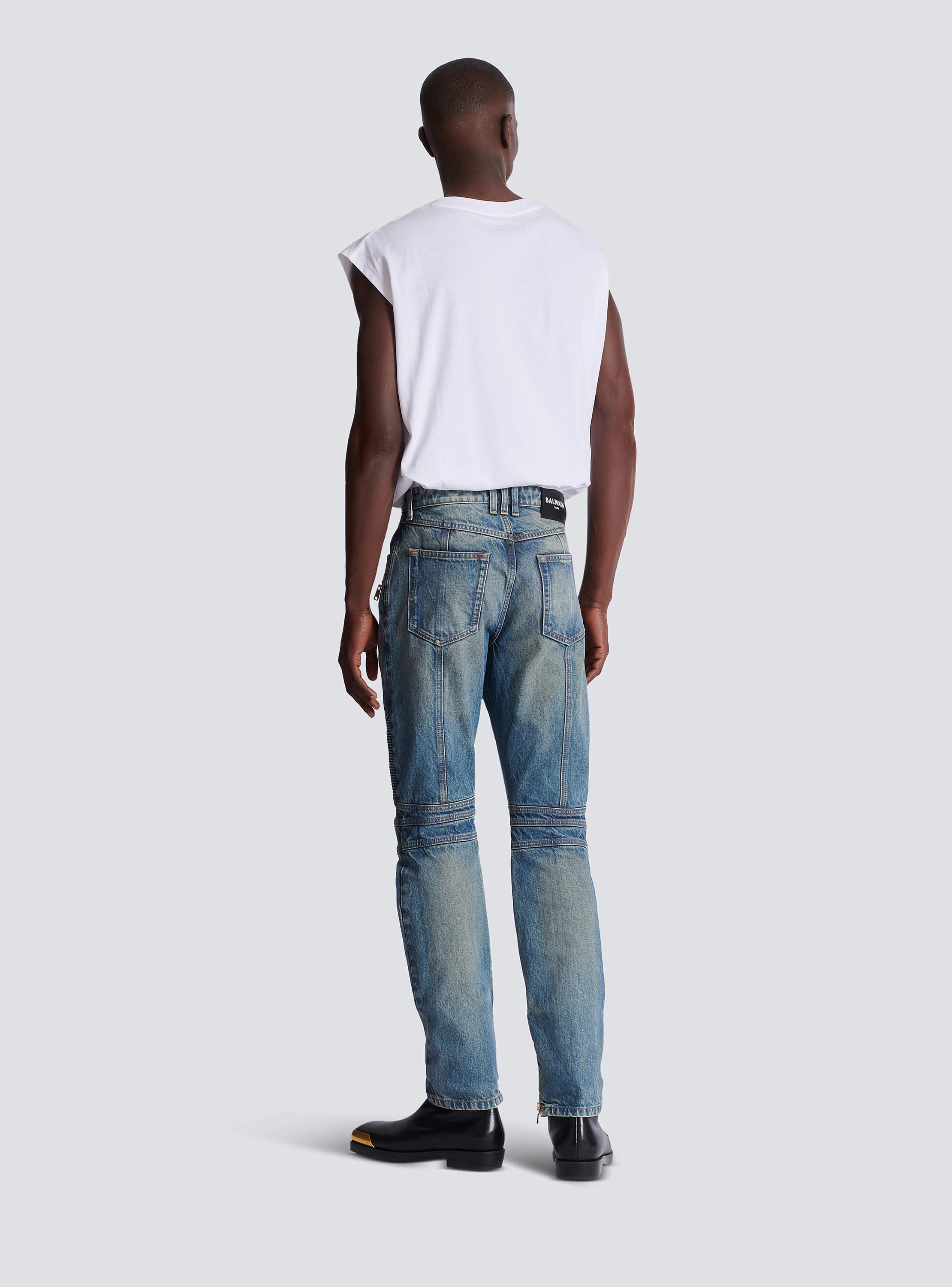 Biker jeans in vintage denim