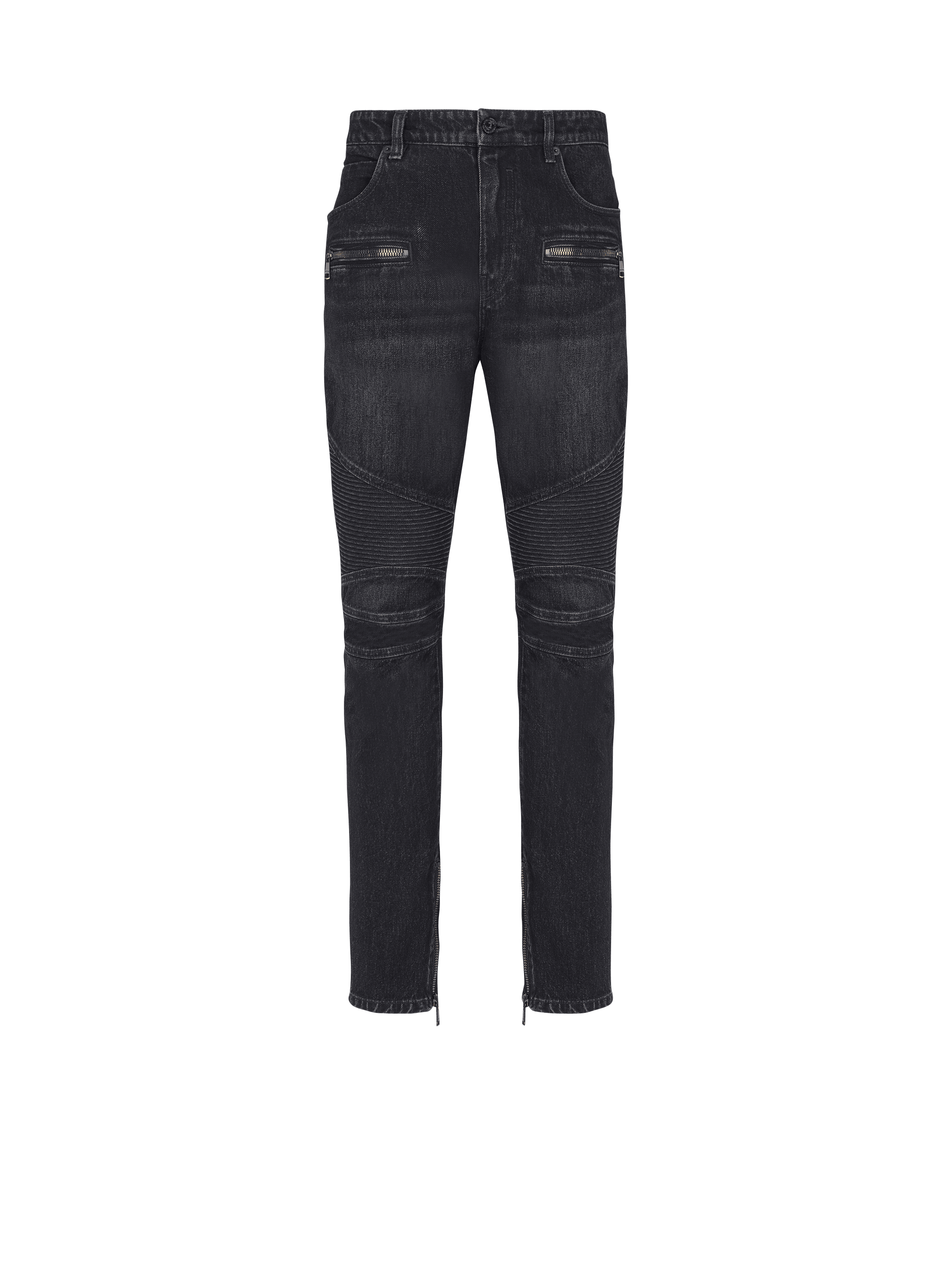 Biker jeans in black vintage denim