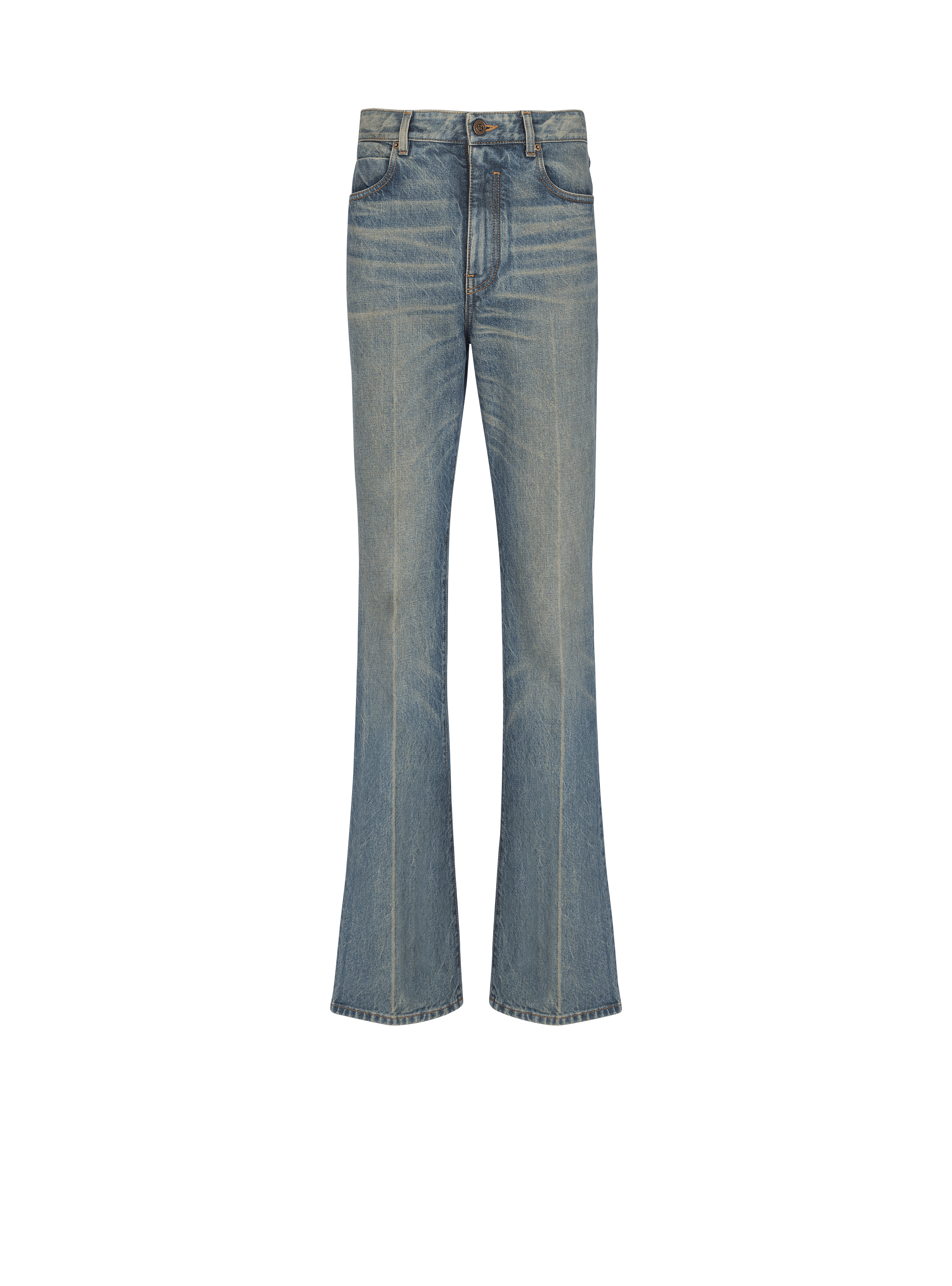 Slim straight-leg jeans in vintage denim
