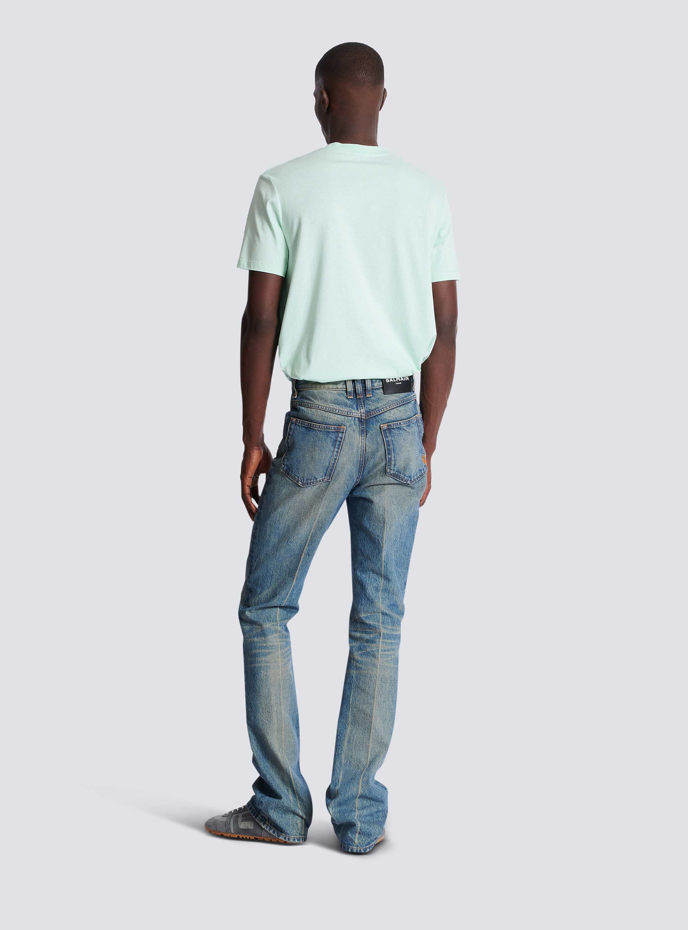 Slim straight-leg jeans in vintage denim