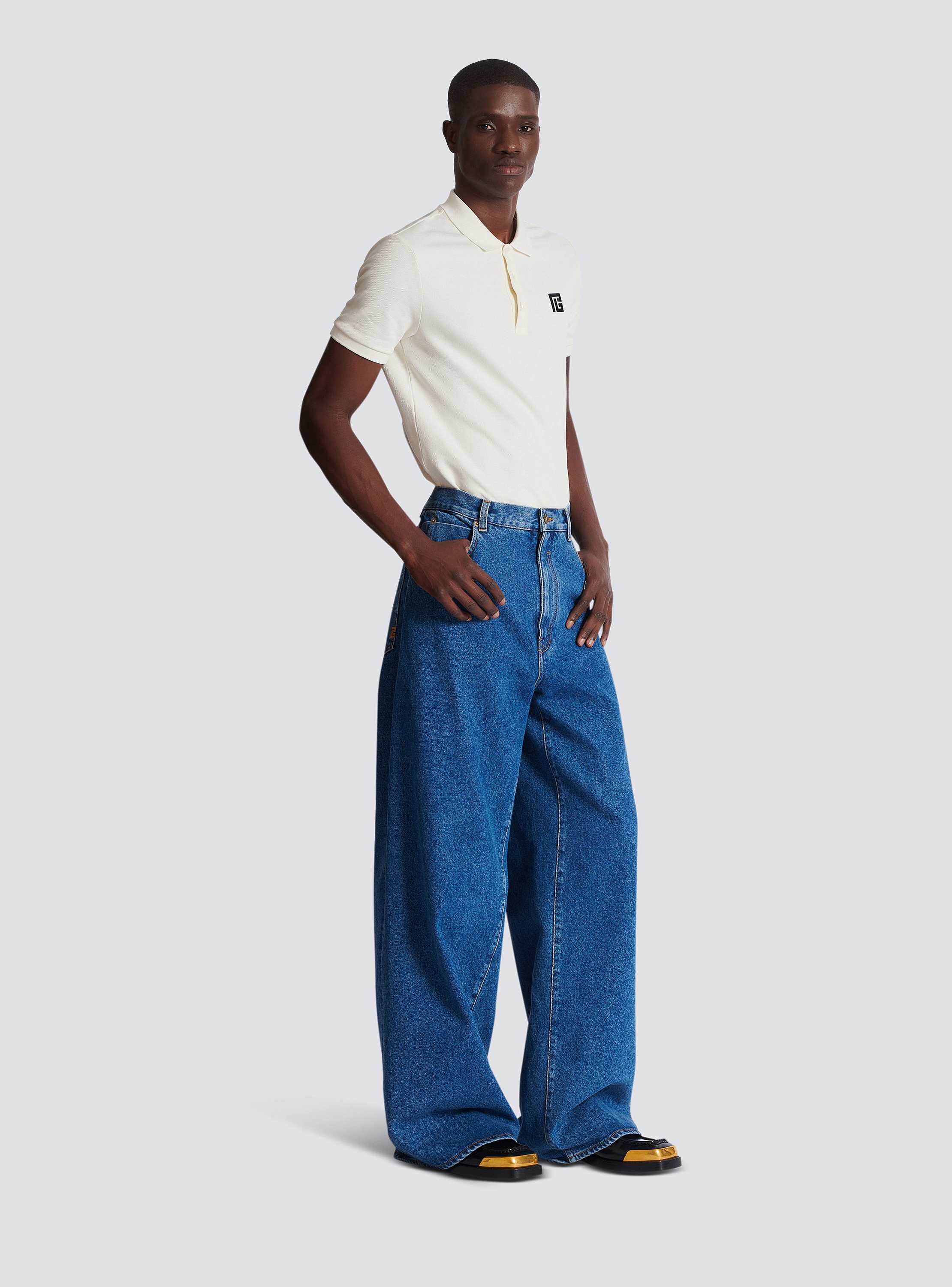 Blue denim wide-leg jeans