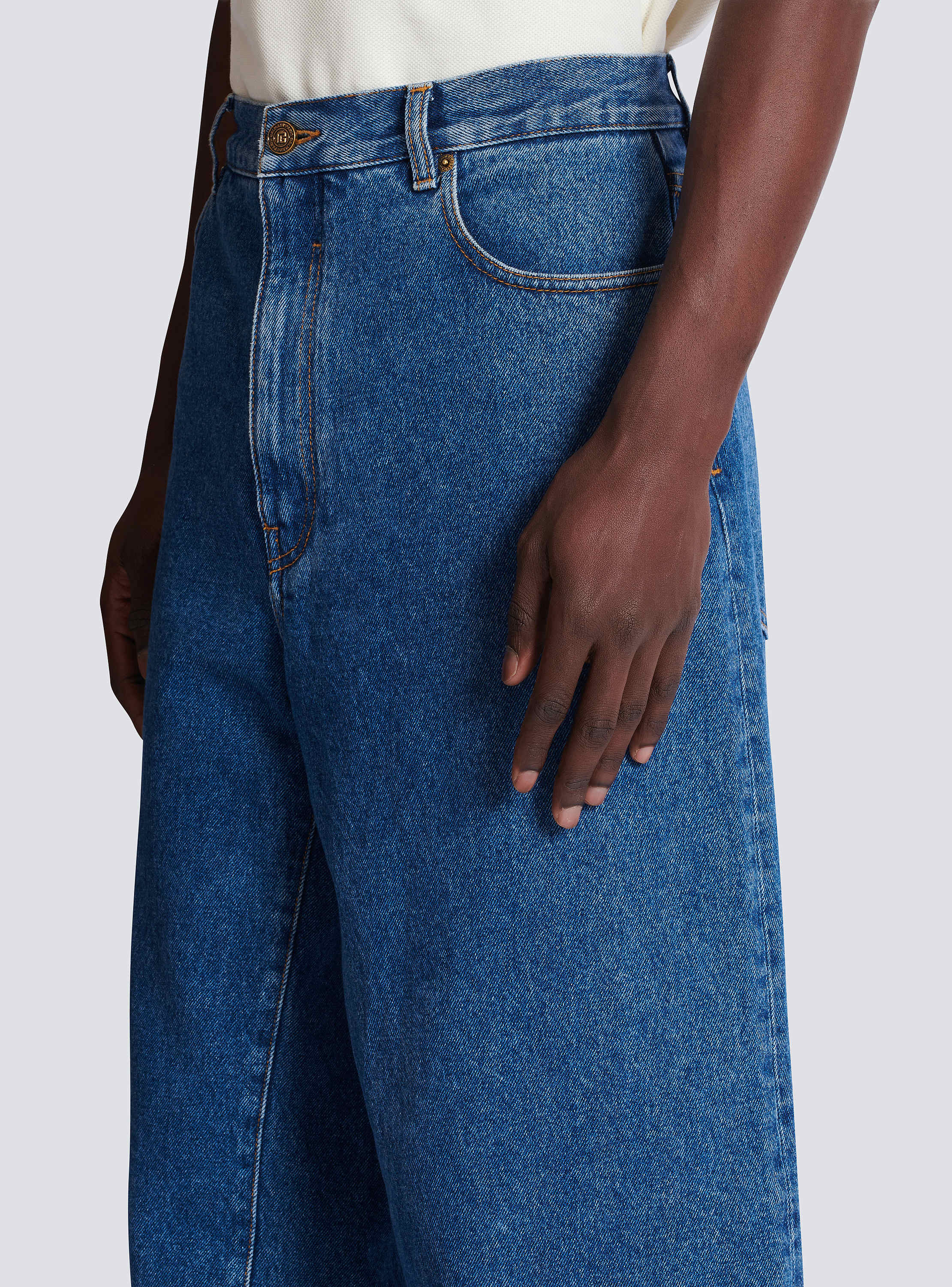 Blue denim wide-leg jeans