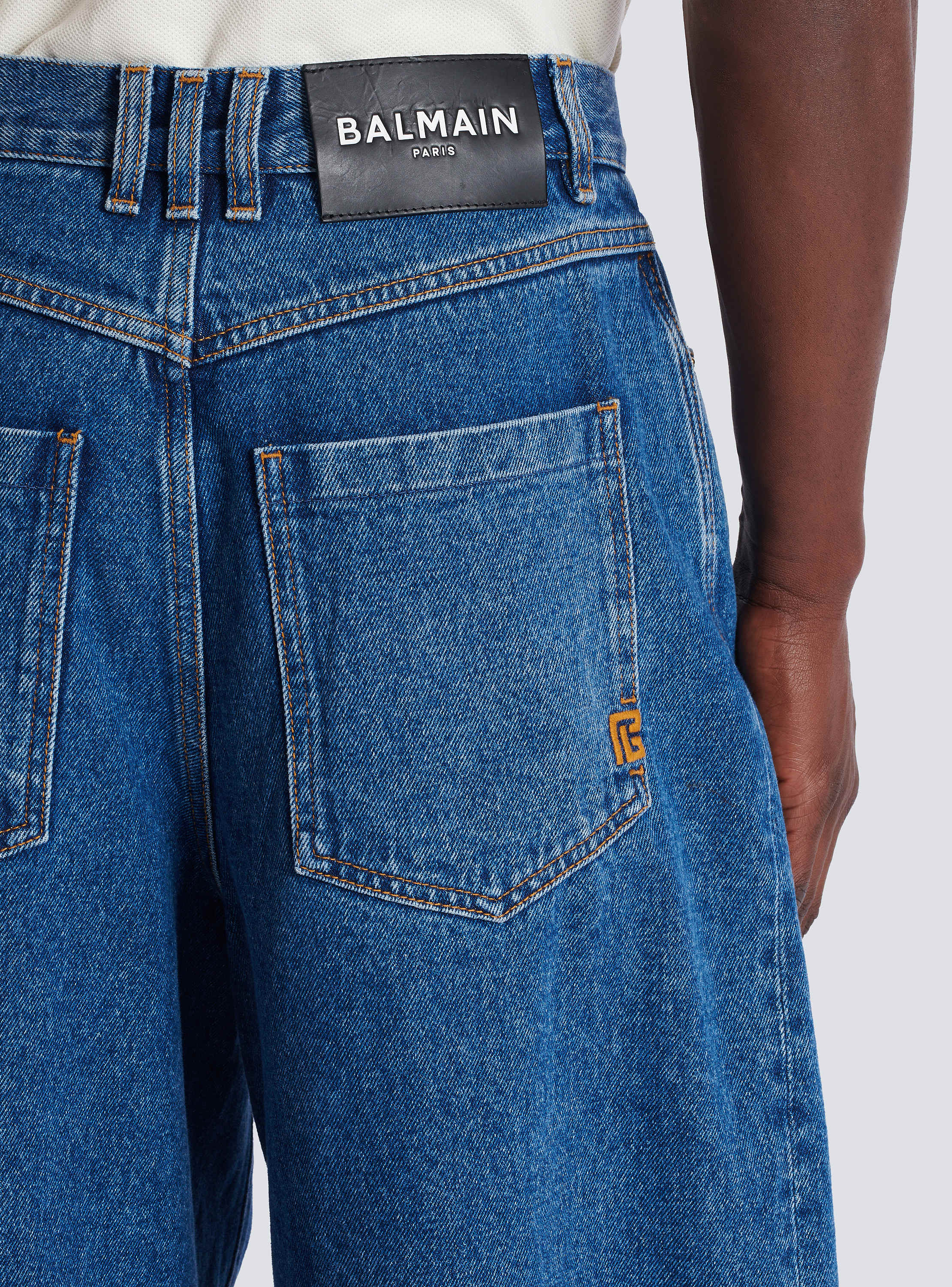 Blue denim wide-leg jeans