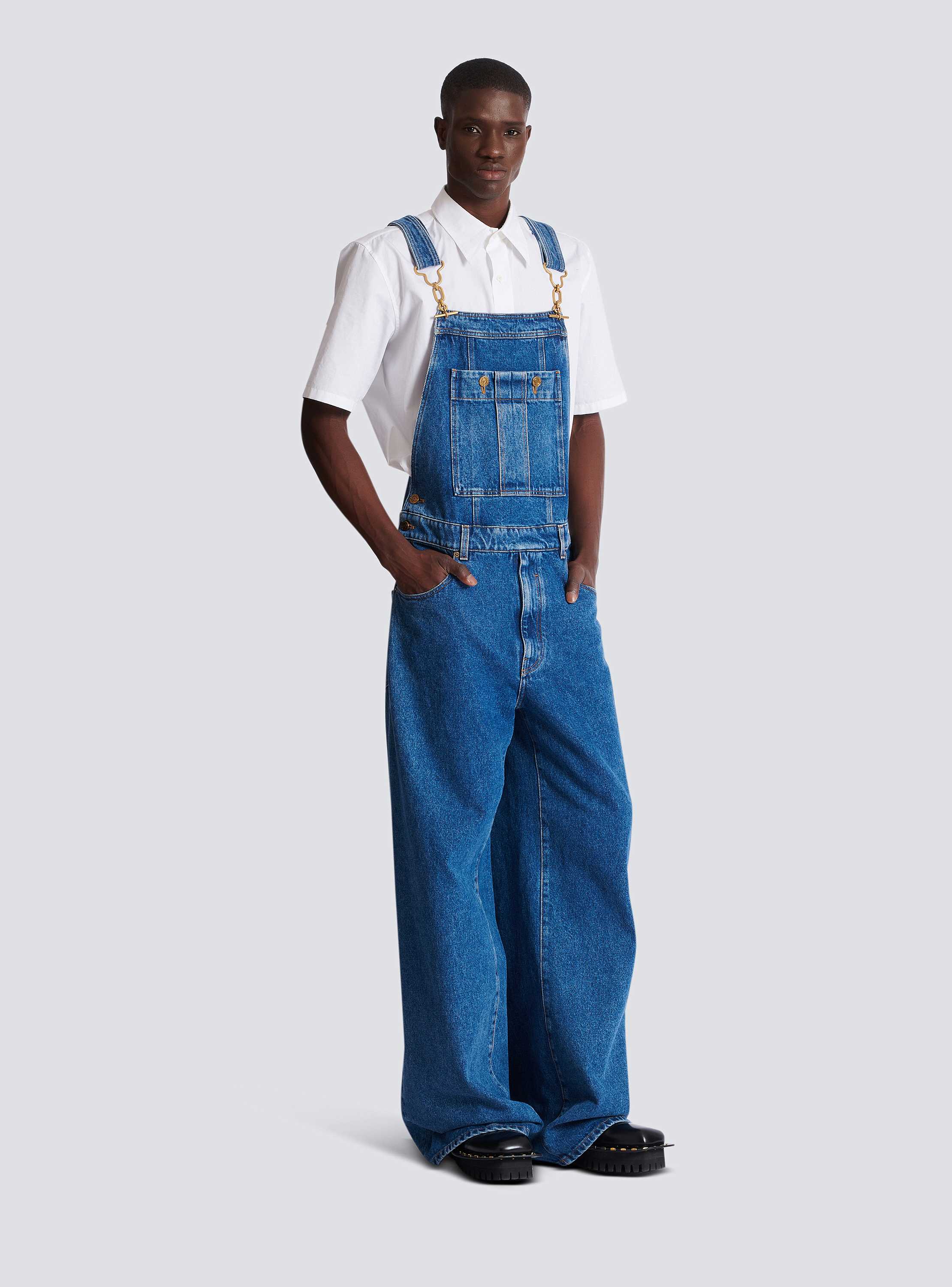 Dark blue denim dungarees