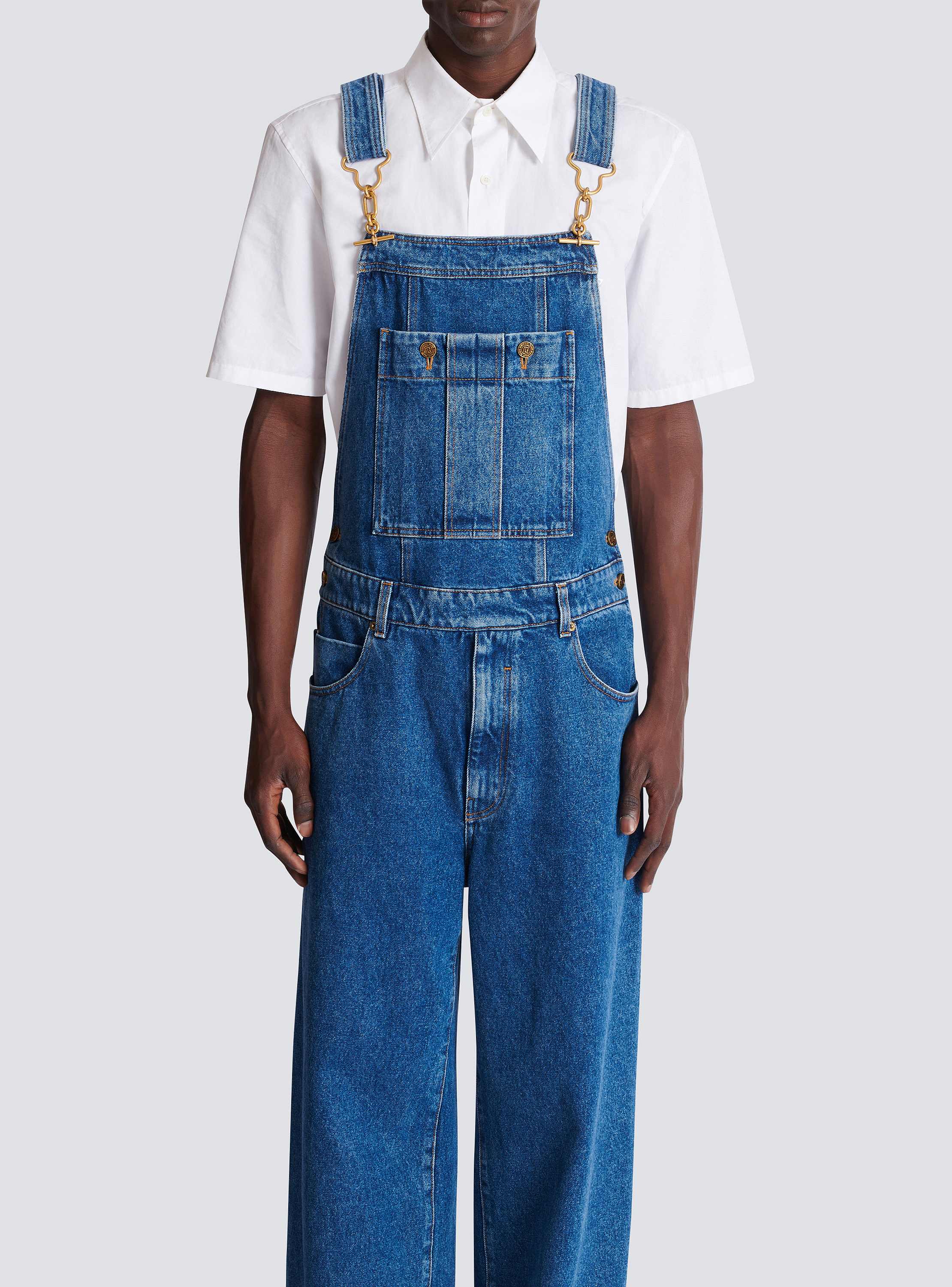 Dark blue denim dungarees