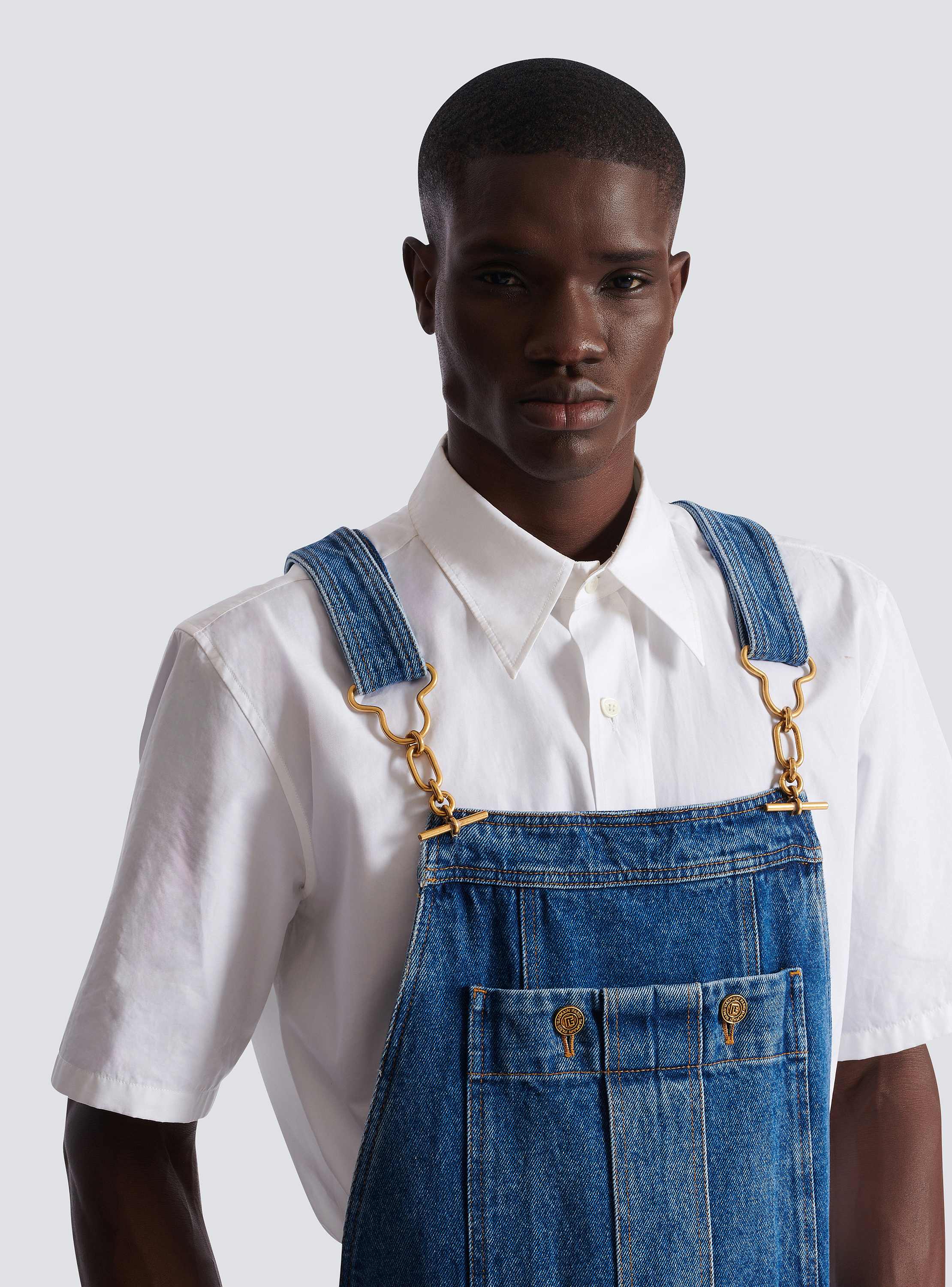 Dark blue denim dungarees