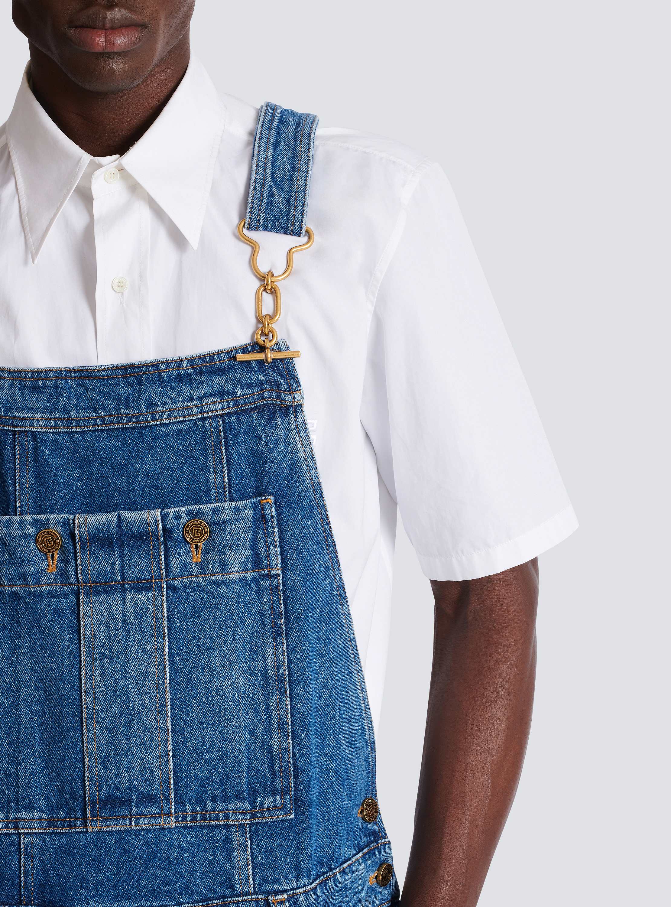Dark blue denim dungarees