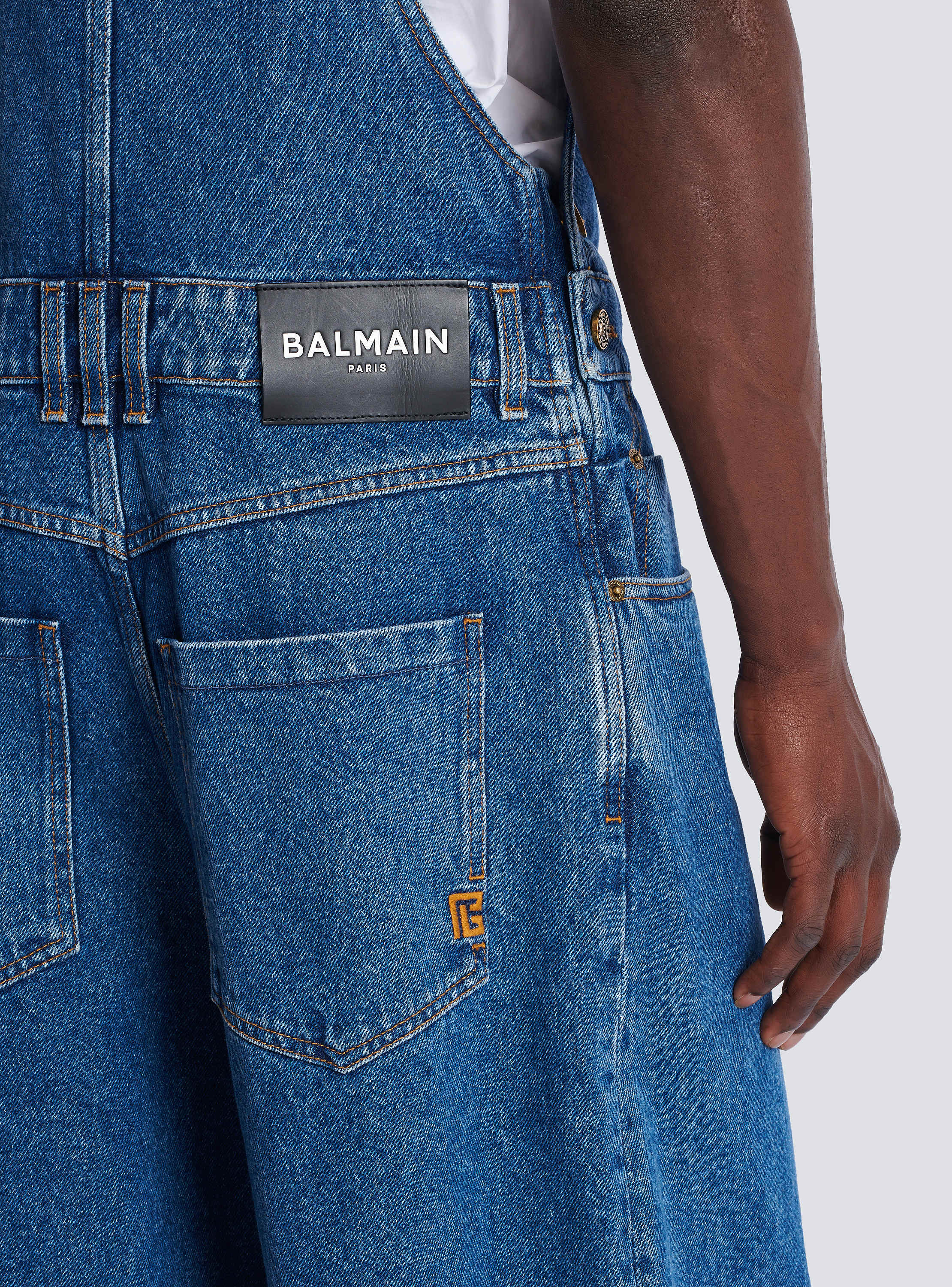 Dark blue denim dungarees