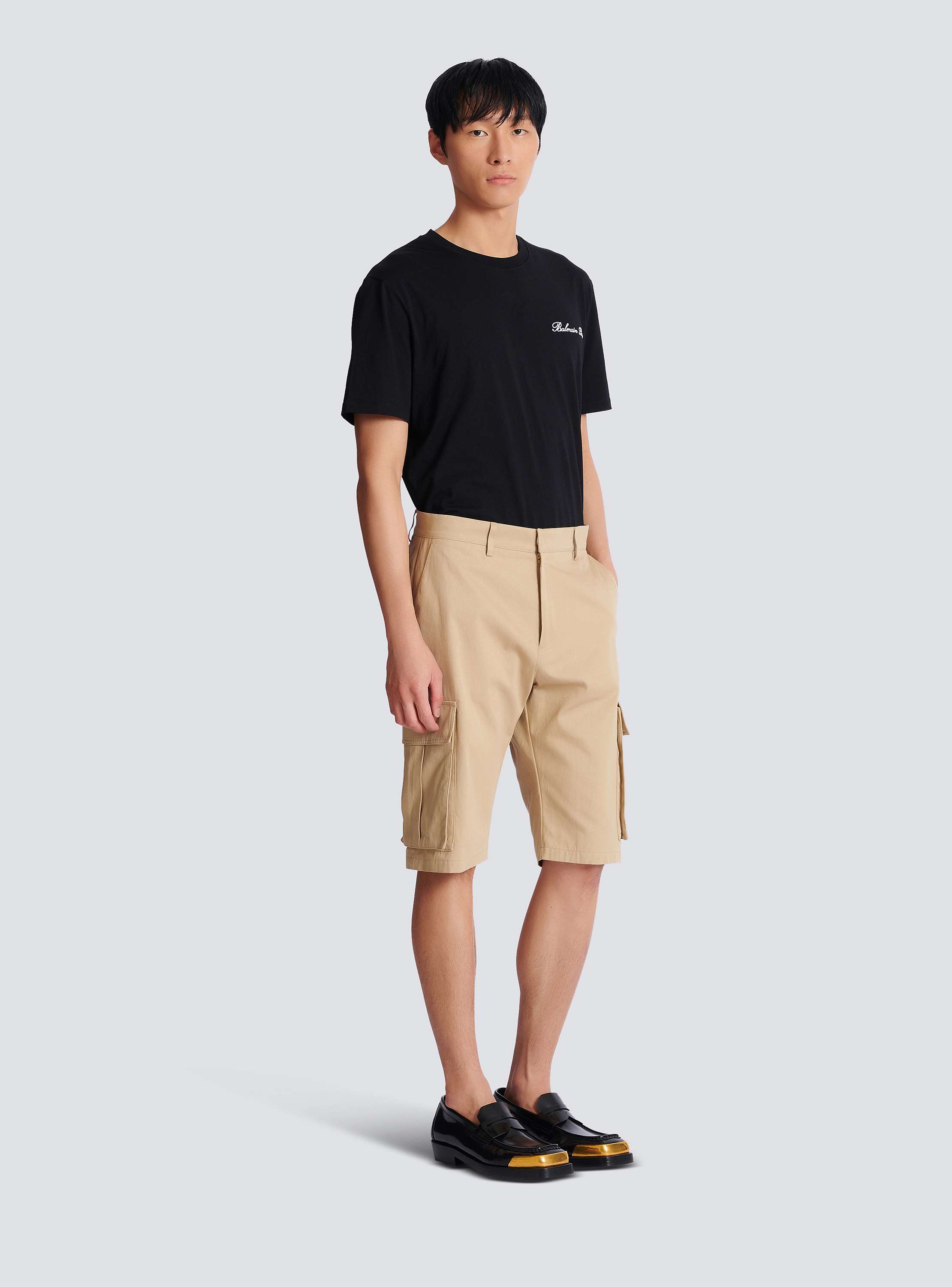 Cotton canvas cargo Bermuda shorts