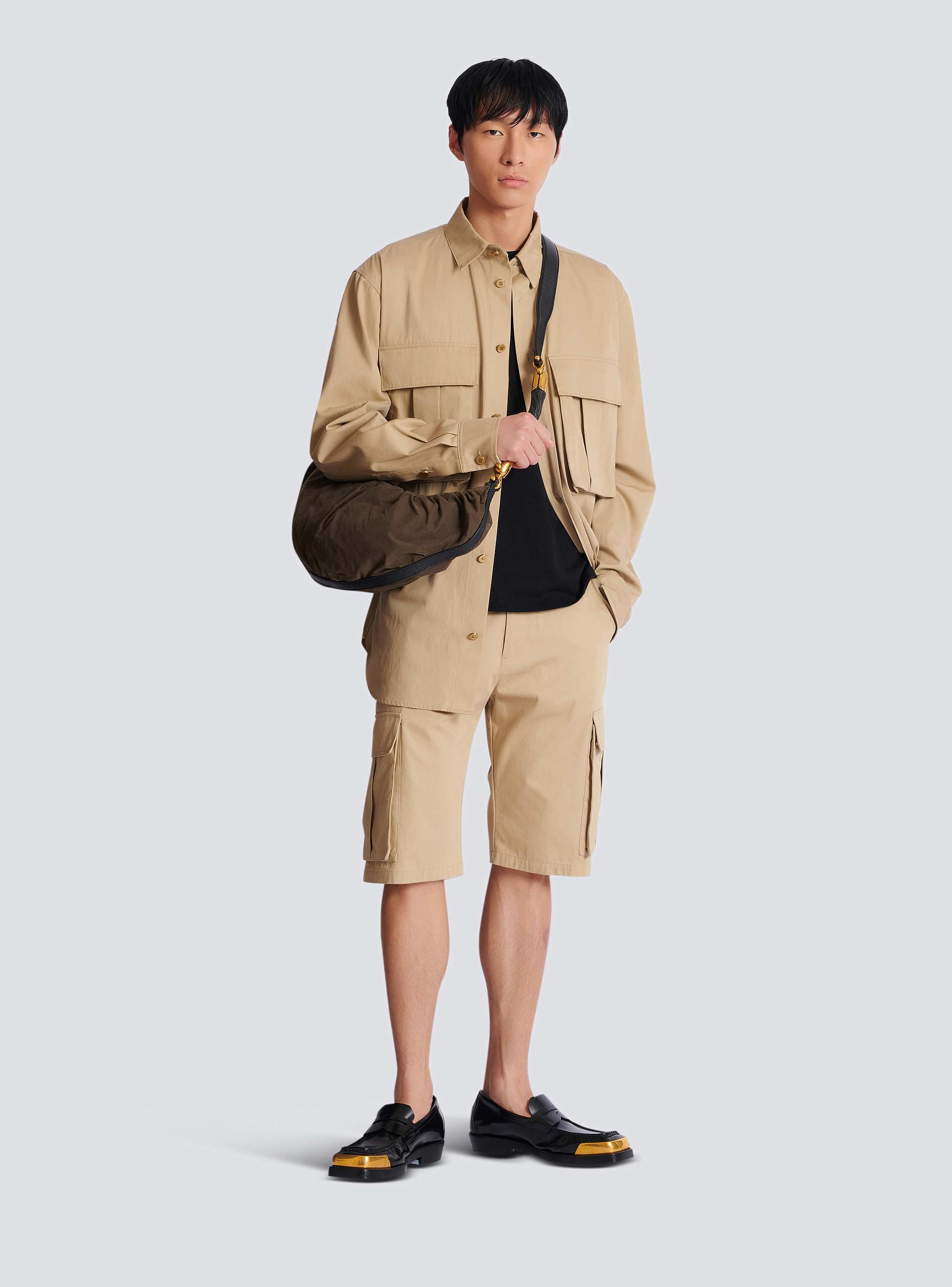 Cotton canvas cargo Bermuda shorts