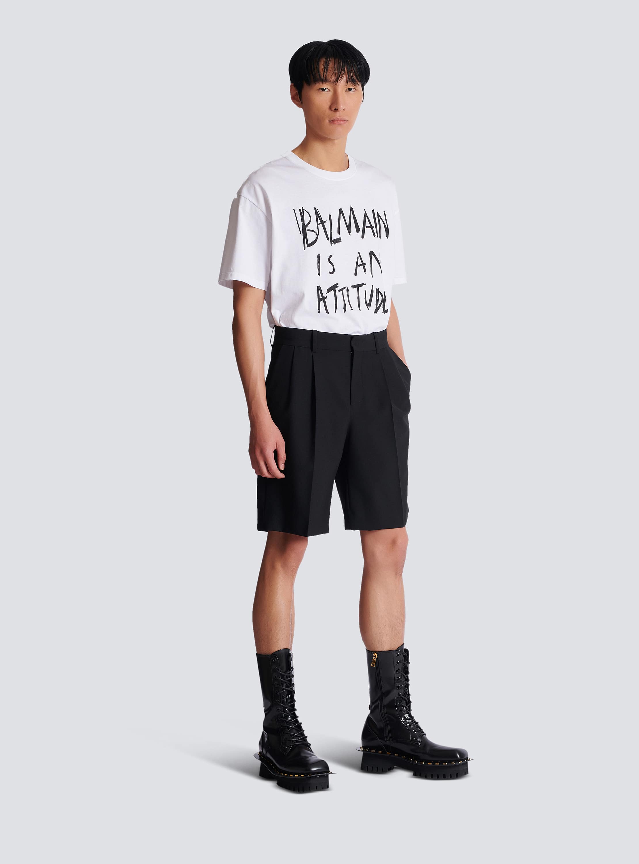 Wool darted Bermuda shorts