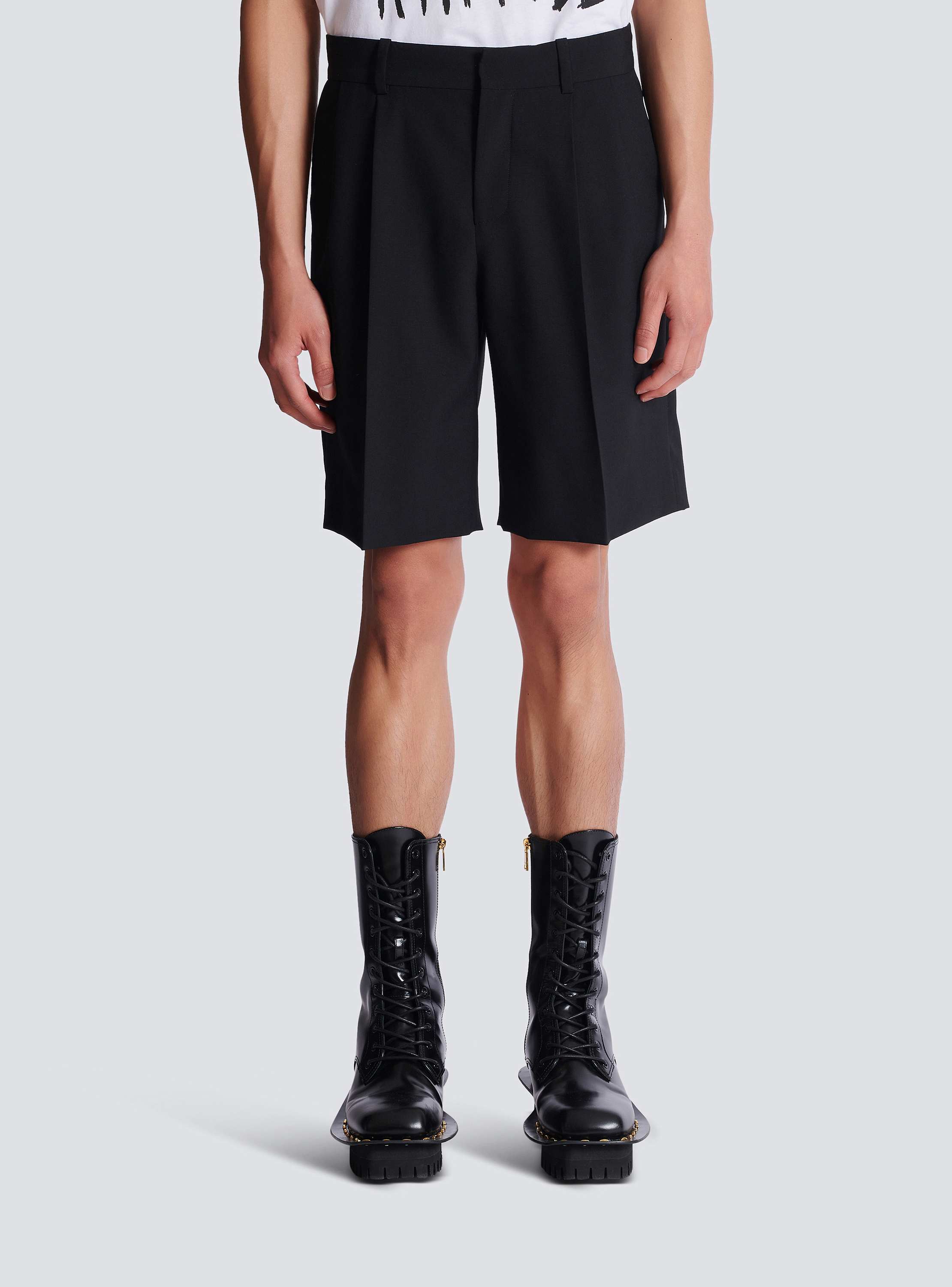 Wool darted Bermuda shorts