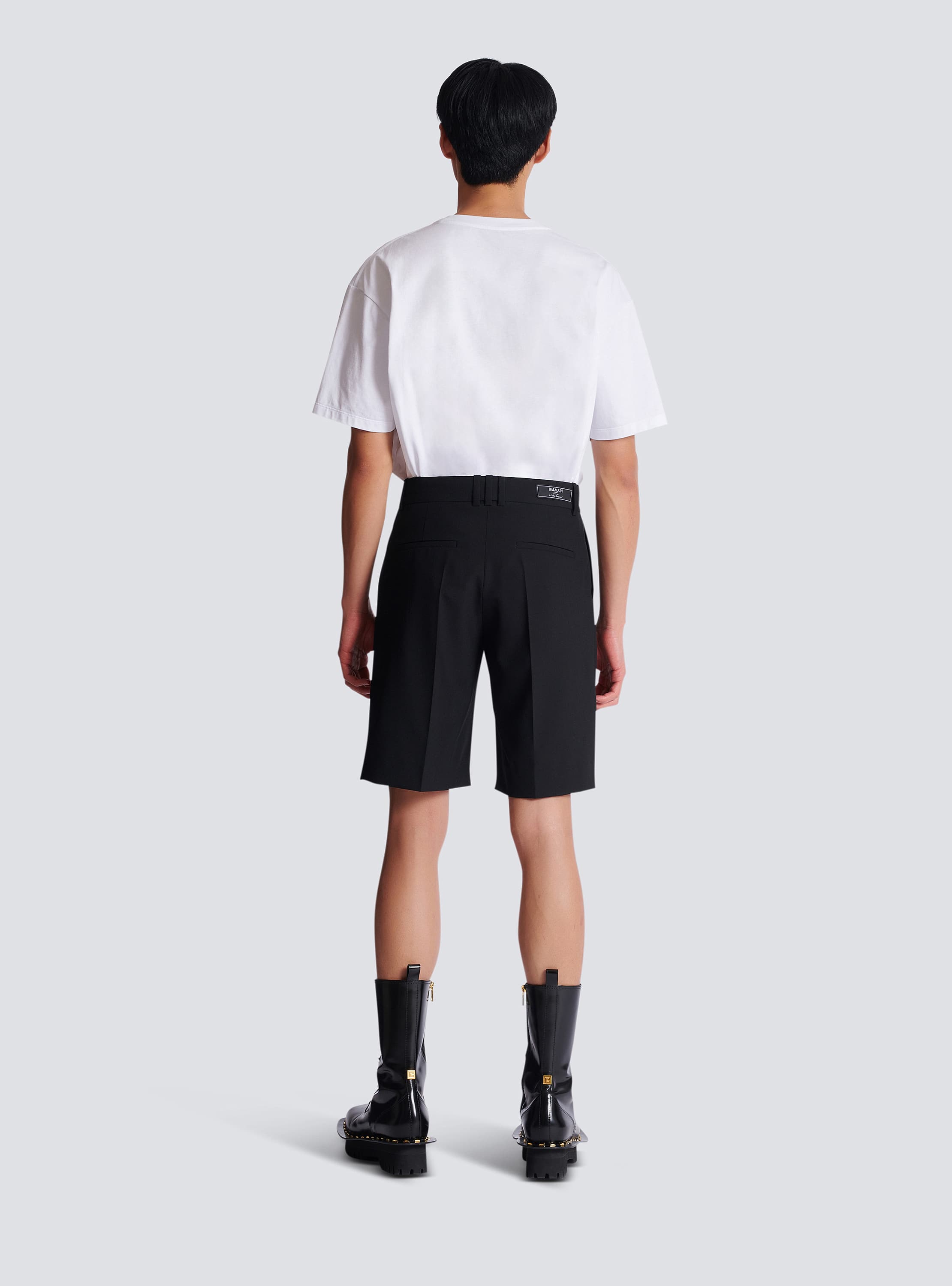 Wool darted Bermuda shorts