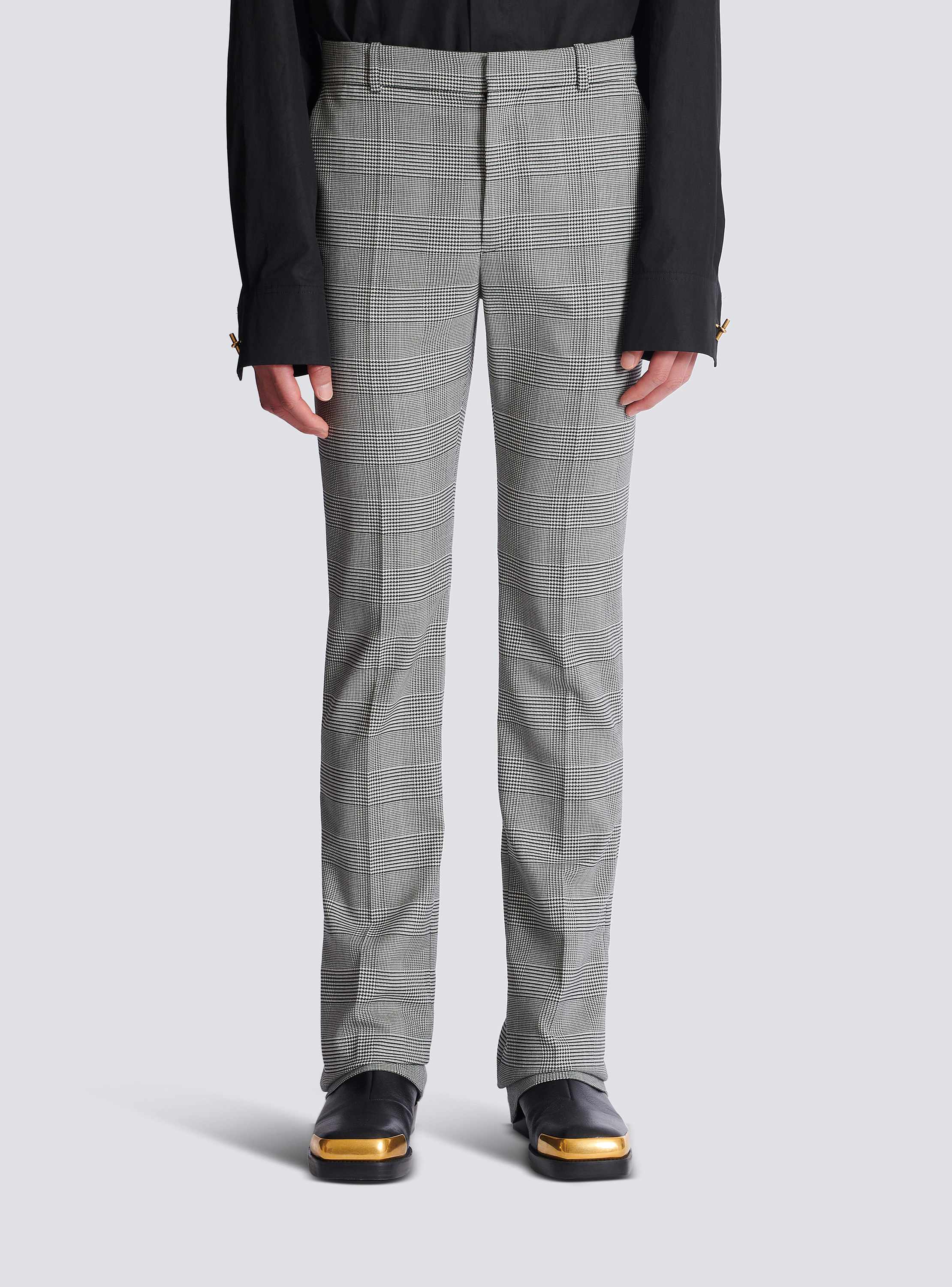 Darted trousers in Prince of Wales wool