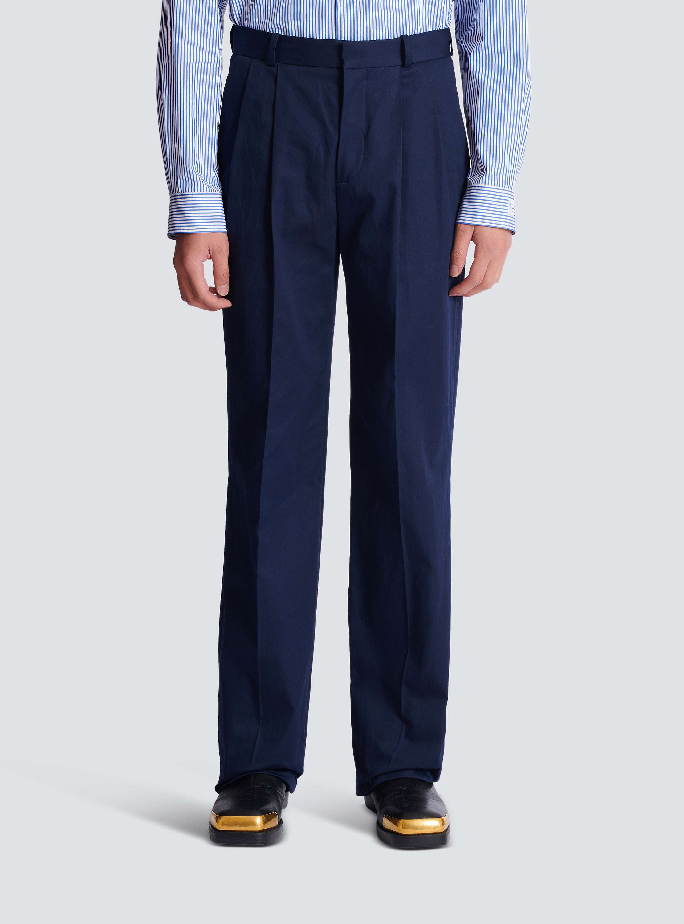 Darted trousers in cotton twill