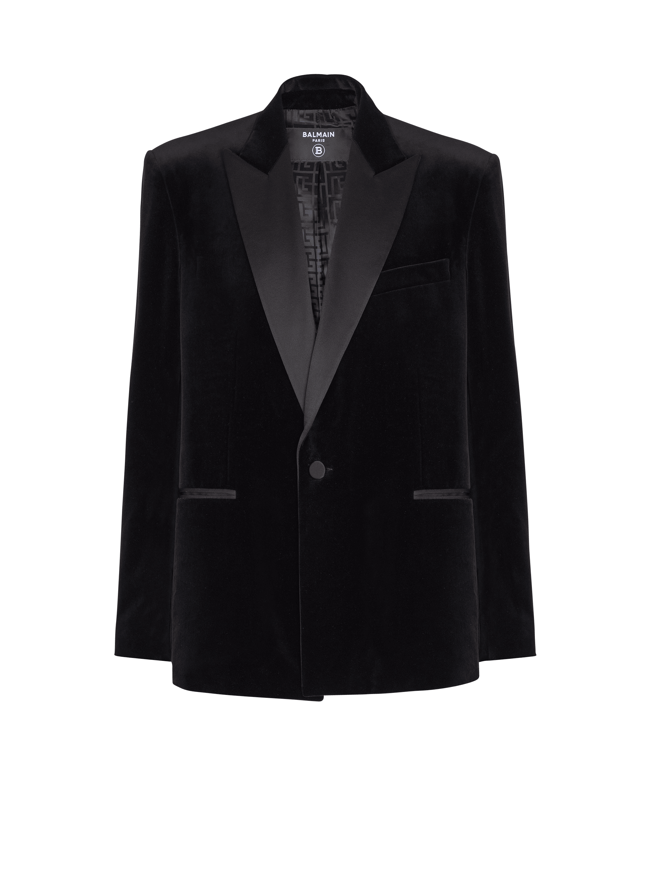 Velvet and satin 1-button blazer