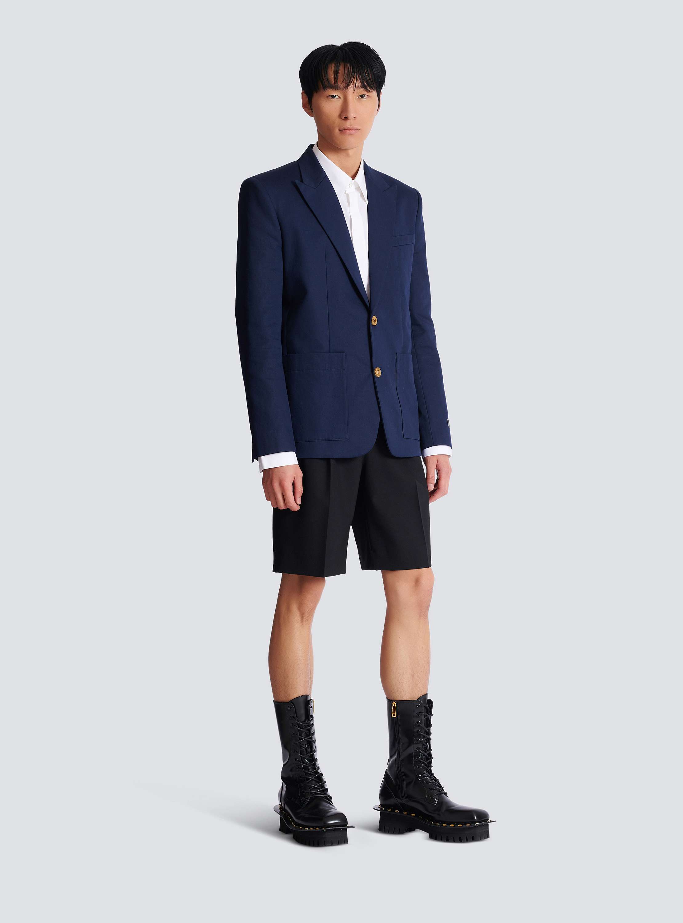 Cotton twill 2-buttons jacket