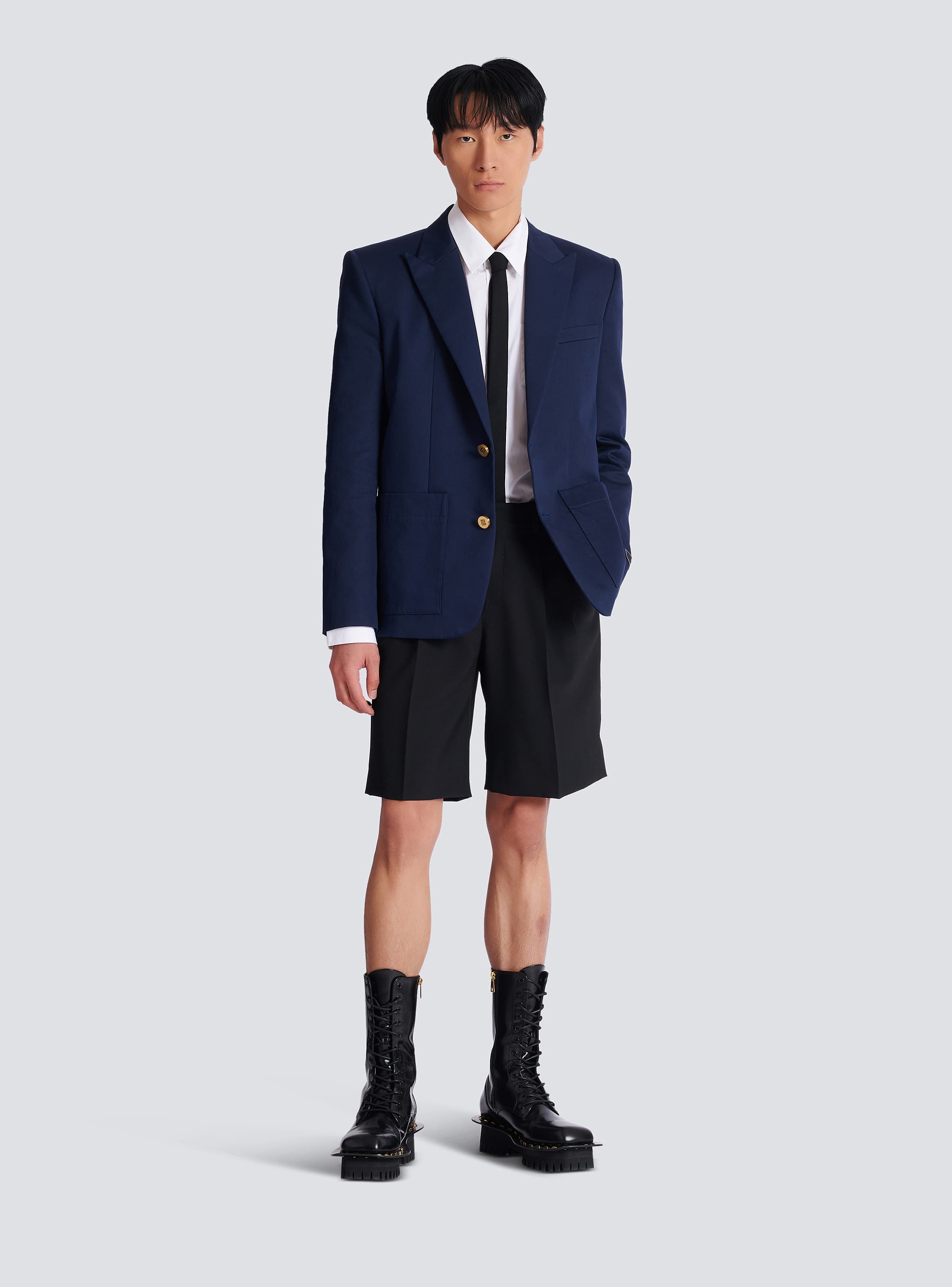 Cotton twill 2-buttons jacket