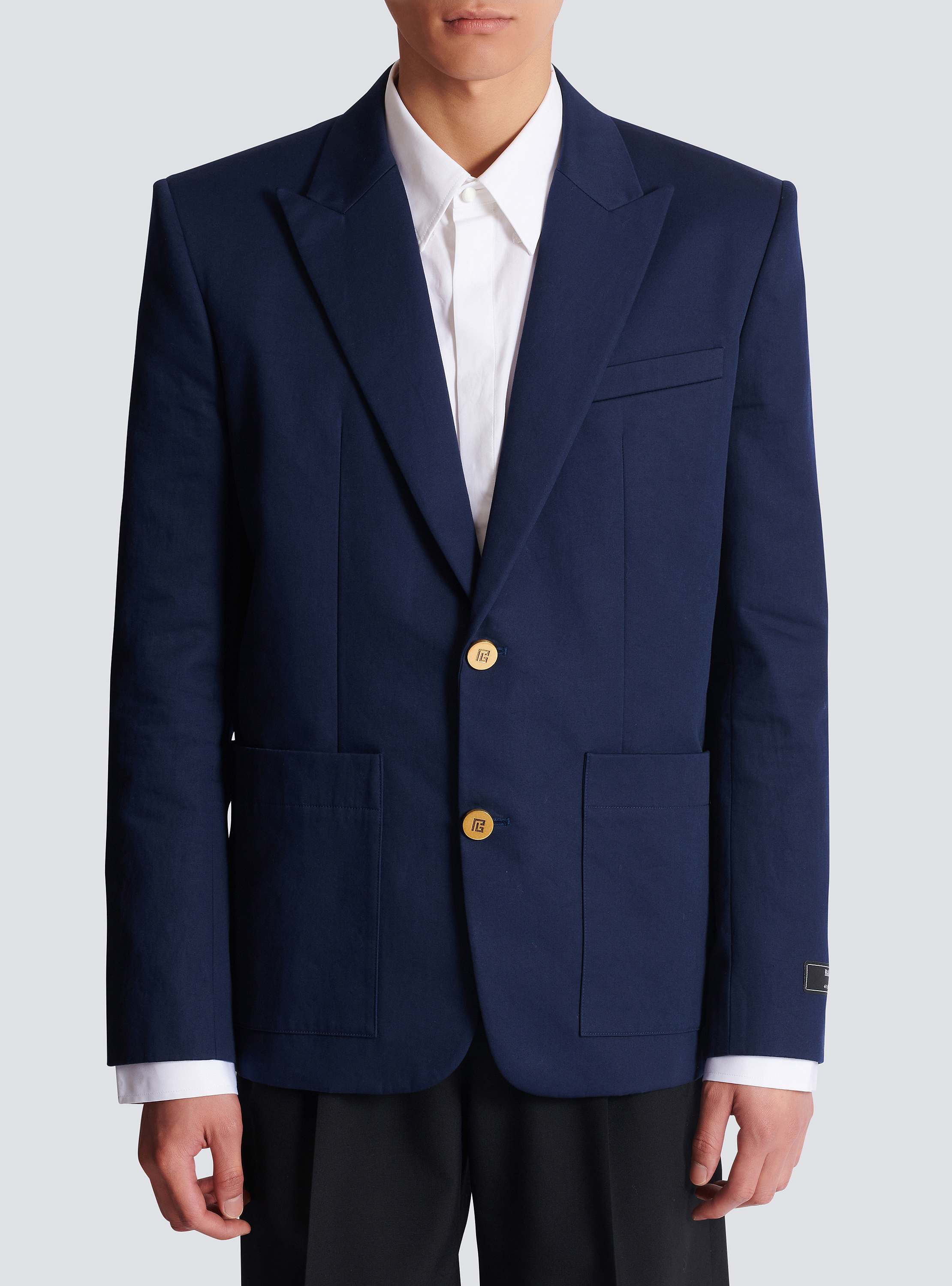 Cotton twill 2-buttons jacket