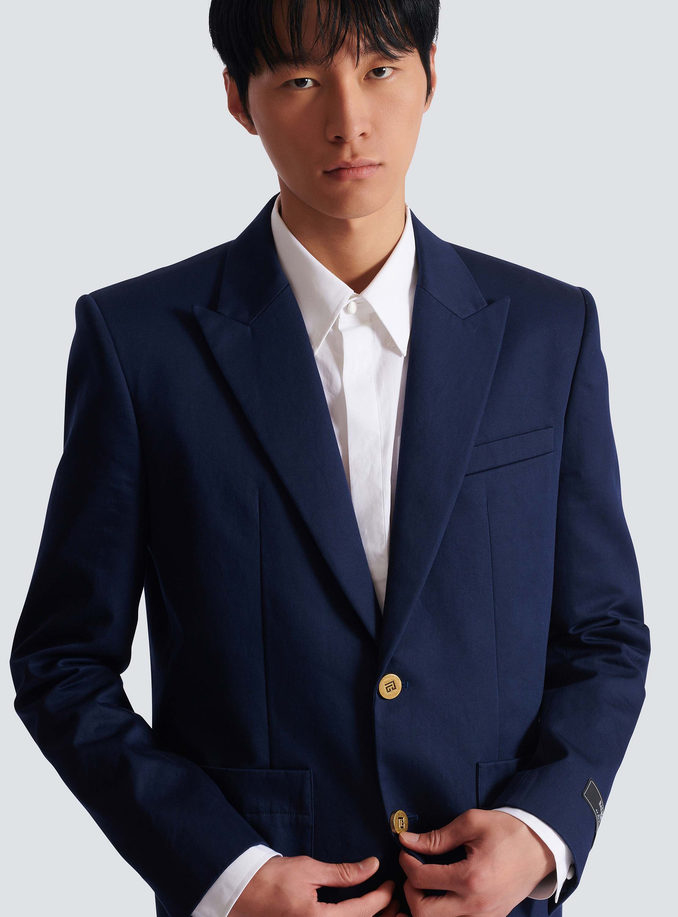 Cotton twill 2-buttons jacket