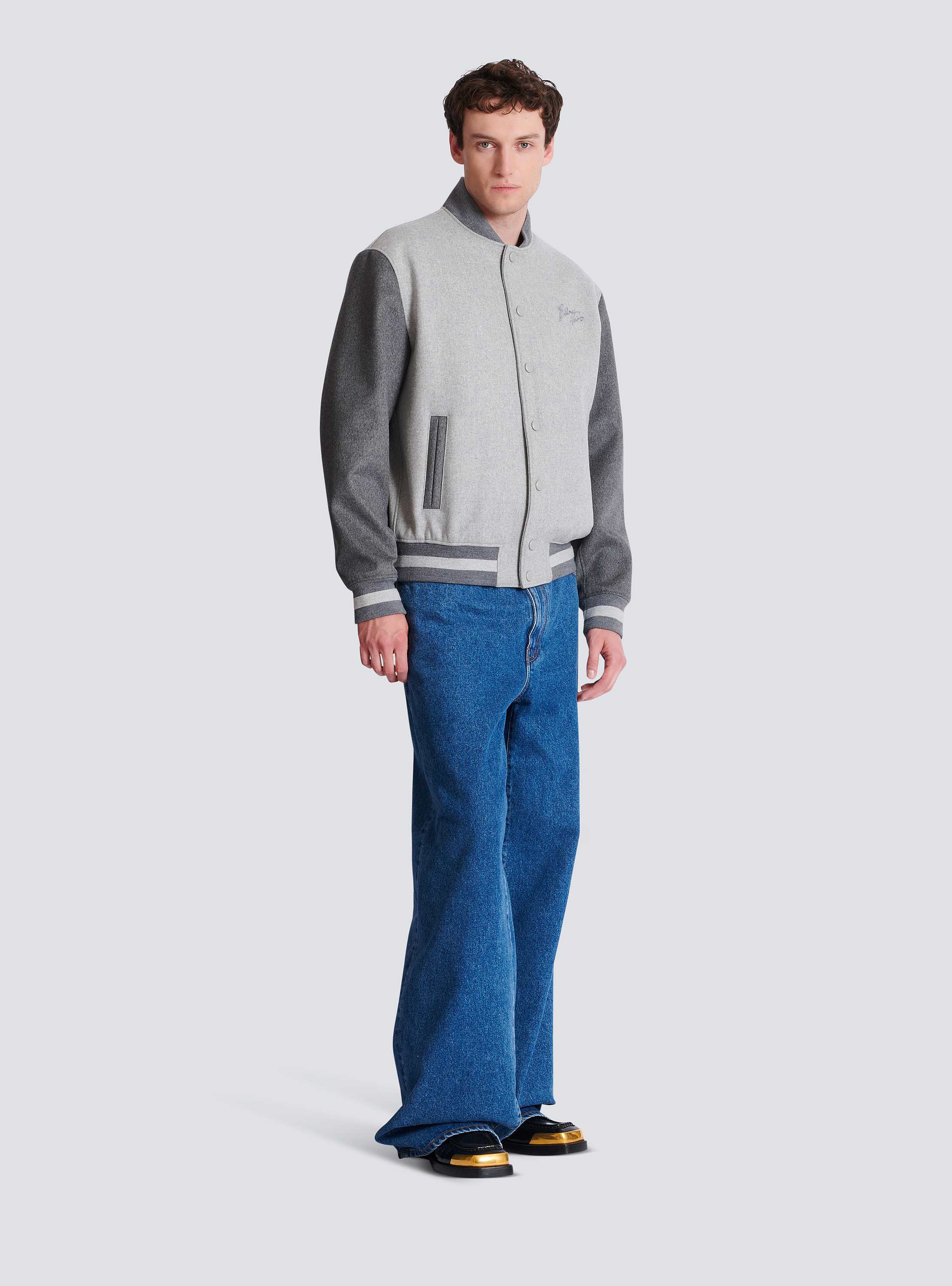 Wool and cashmere varsity jacket