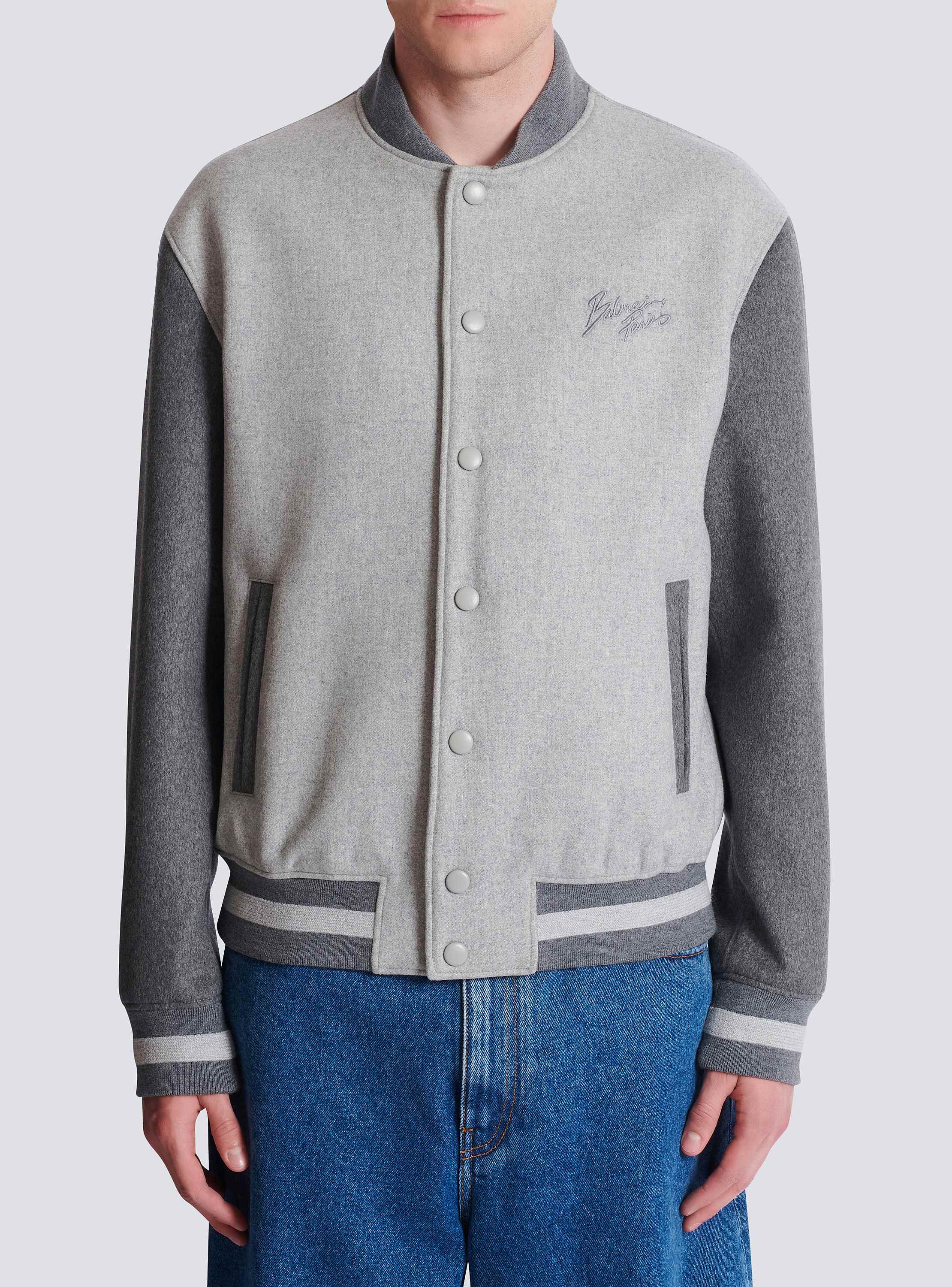 Wool and cashmere varsity jacket
