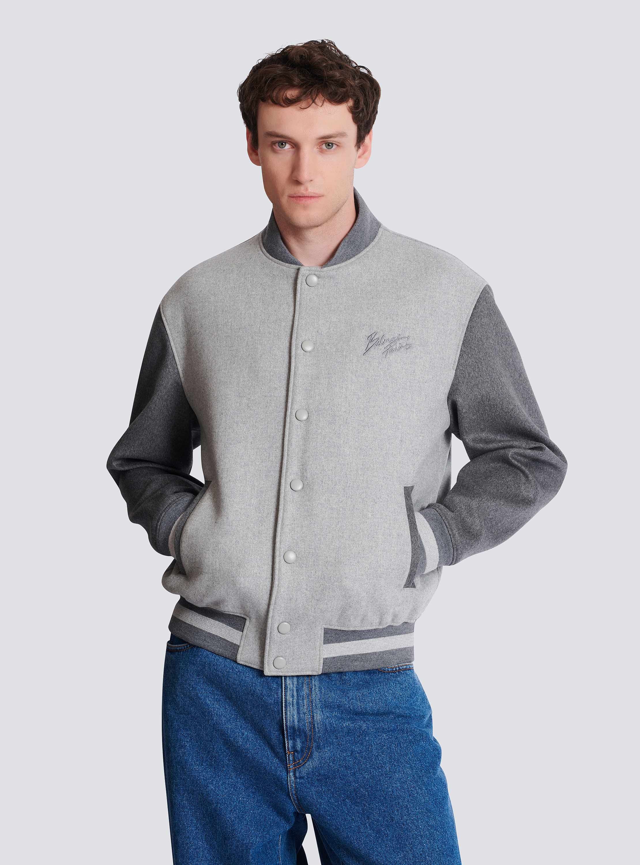 Wool and cashmere varsity jacket