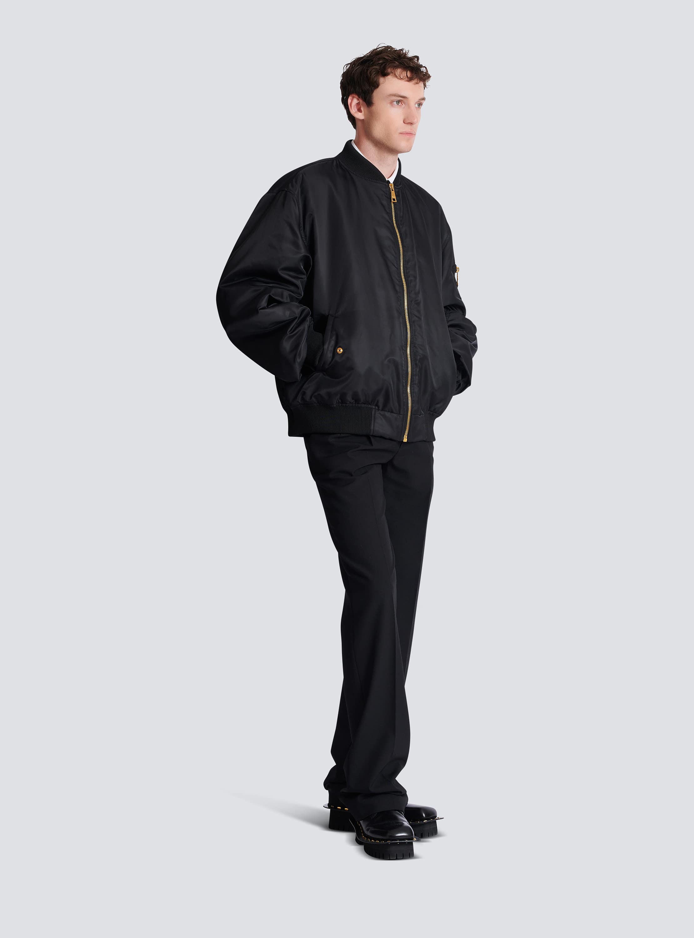 Printed nylon bomber jacket